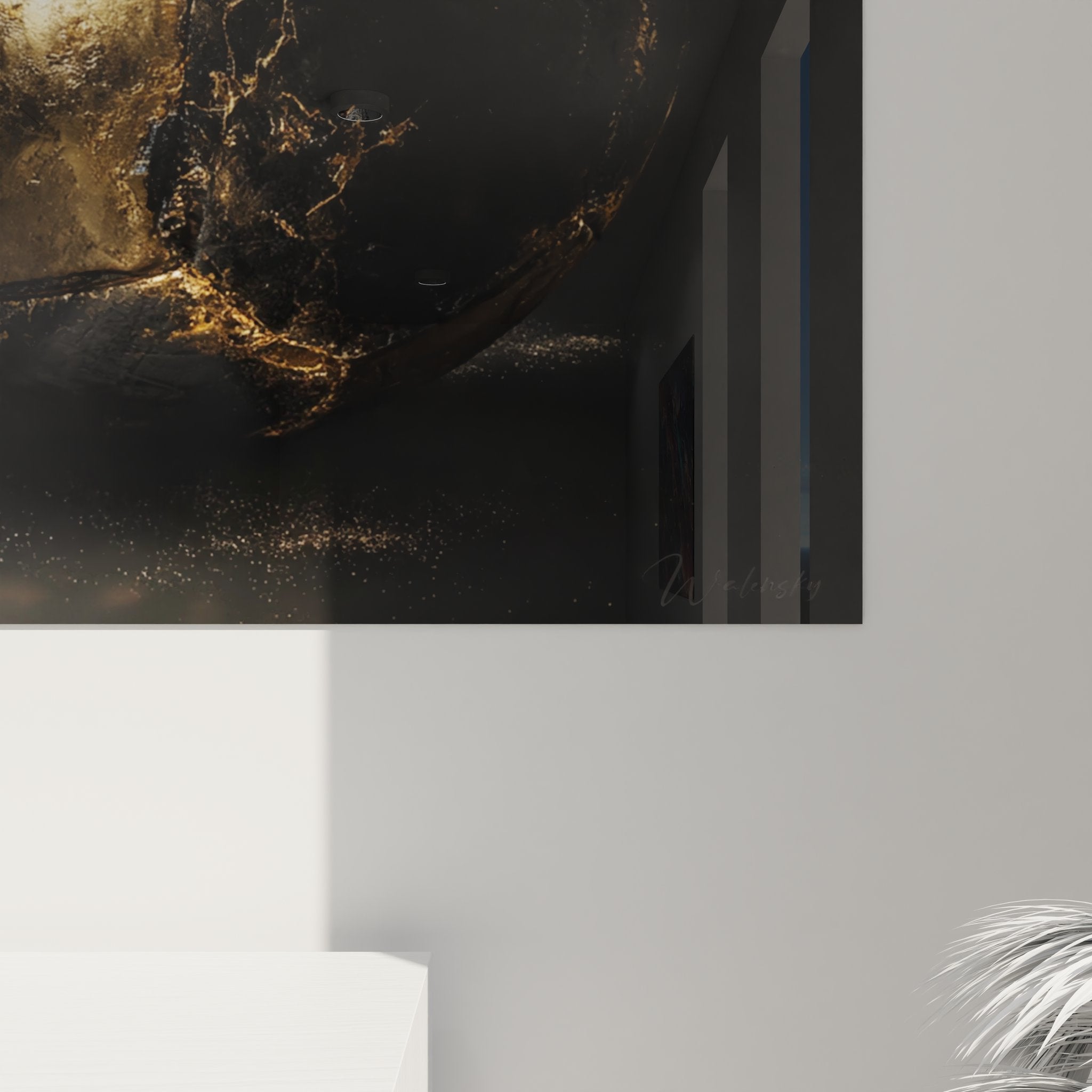 Vue ensemble tableau ballon football retro dore decoration murale sport salon moderne