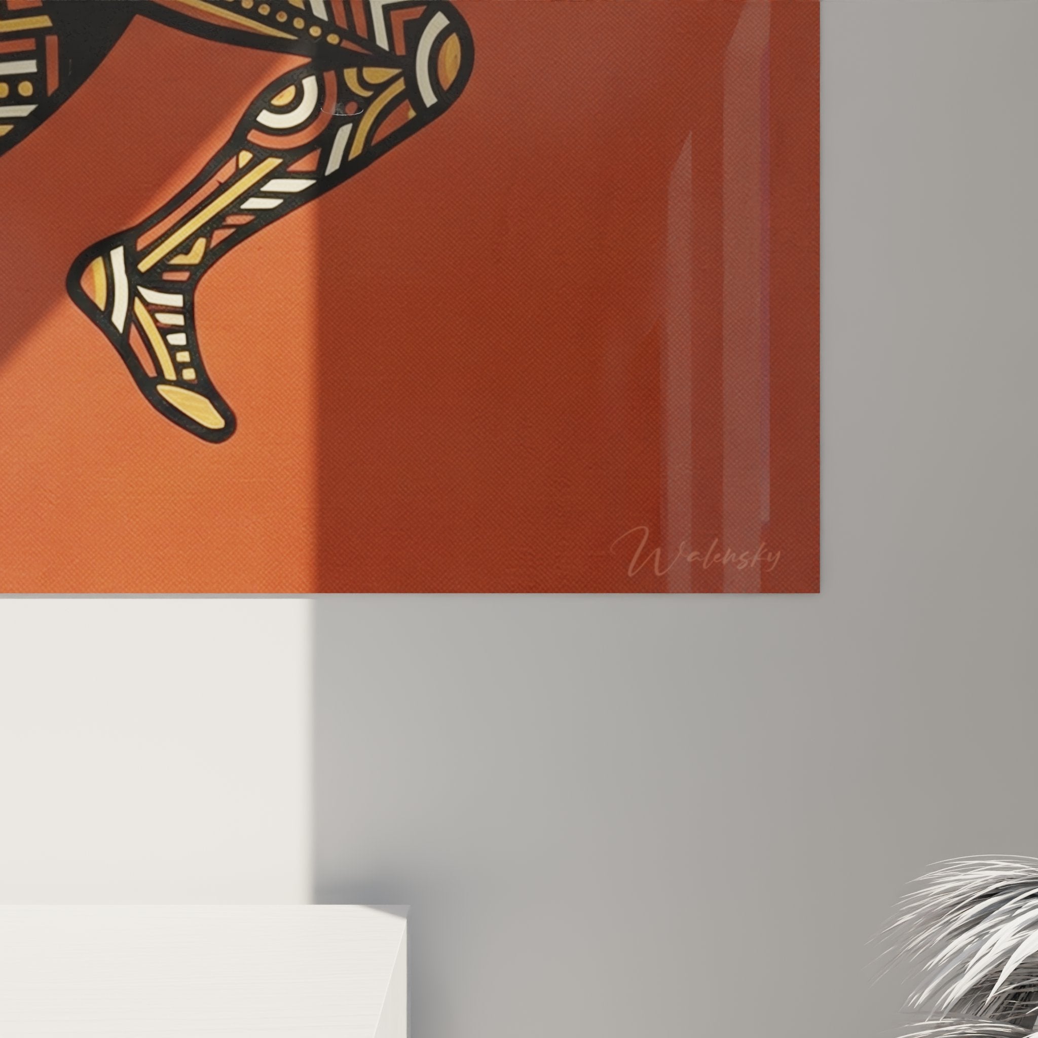 Vista d'insieme quadro corridore arte tribale parete soggiorno decorazione running motivi aborigeni stile etnico