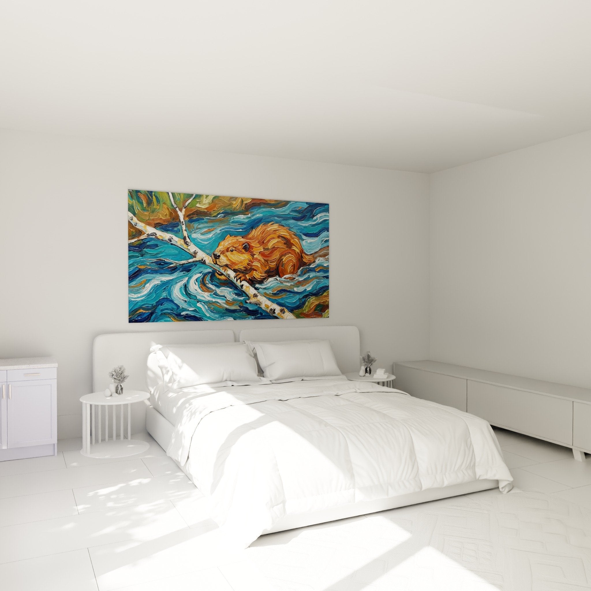 Roter Biber blaue Gewässer Wandbild Schlafzimmer moderne Tierdekorationen Castor Edition