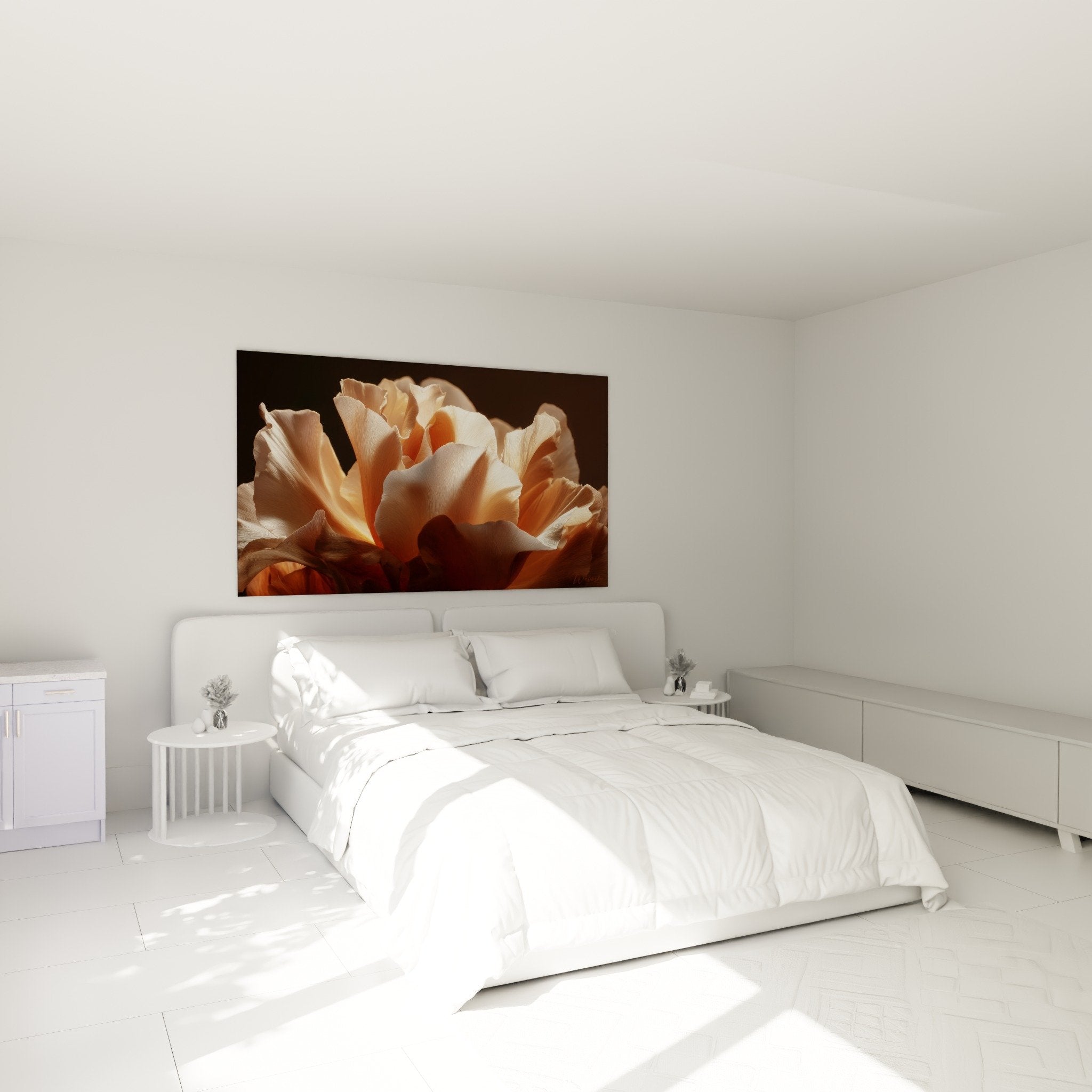 Decoration chambre tableau pivoine peche romantique feng shui sud-ouest terre ambiance apaisante