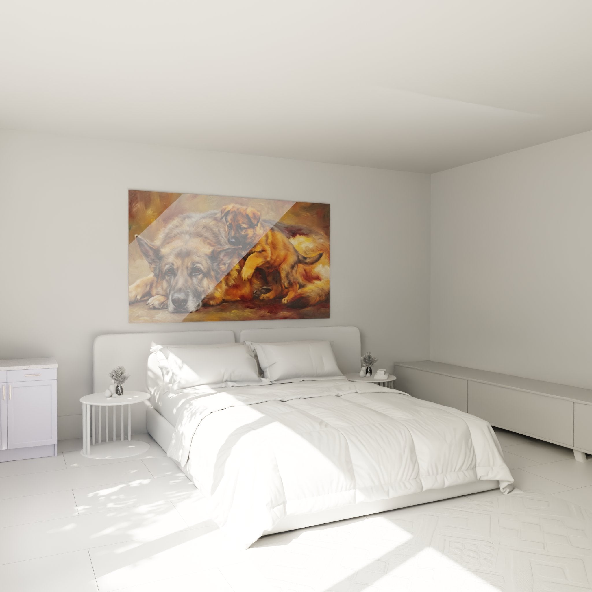 decoration murale berger allemand famille chambre ambiance chaleureuse tons ocres