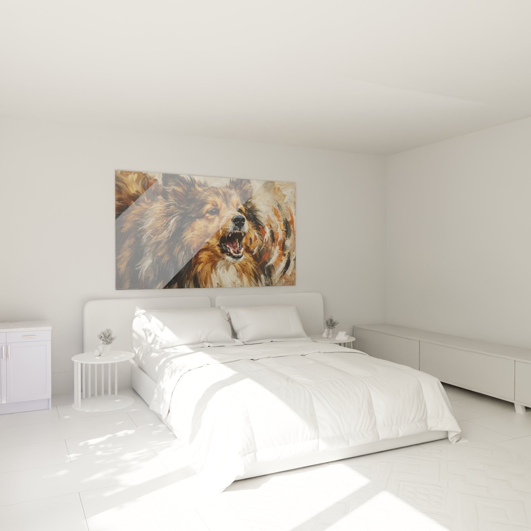 decoration chambre tableau berger shetland couleurs chaudes ambiance cosy