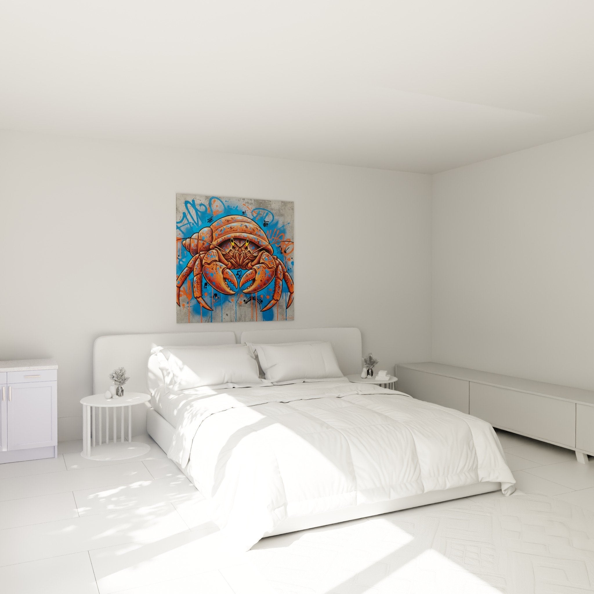 decoration murale bernard-l'hermite graffiti orange bleu chambre moderne style urbain contemporain