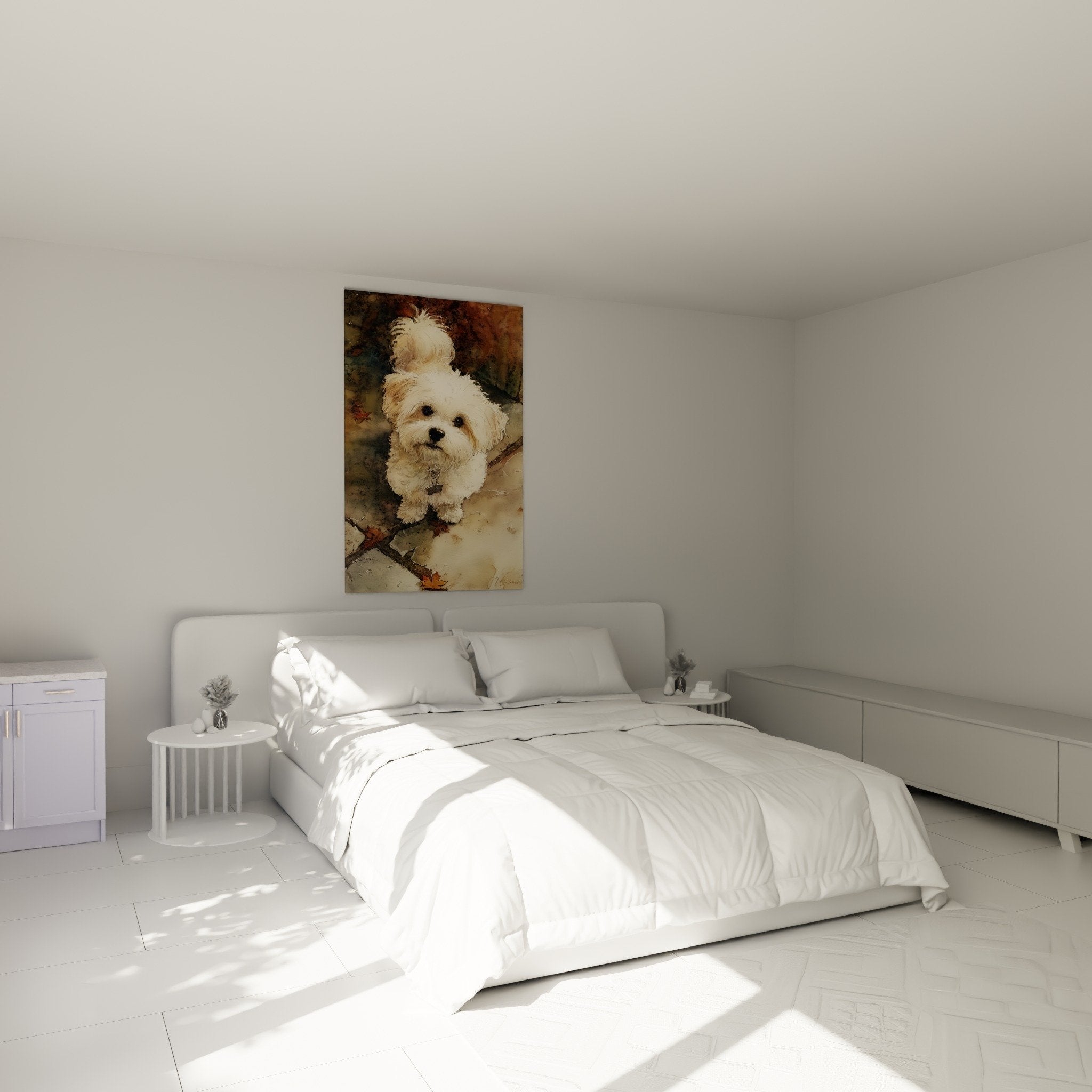Decoration murale bichon havanais blanc chambre ambiance chaleureuse art canin tendresse
