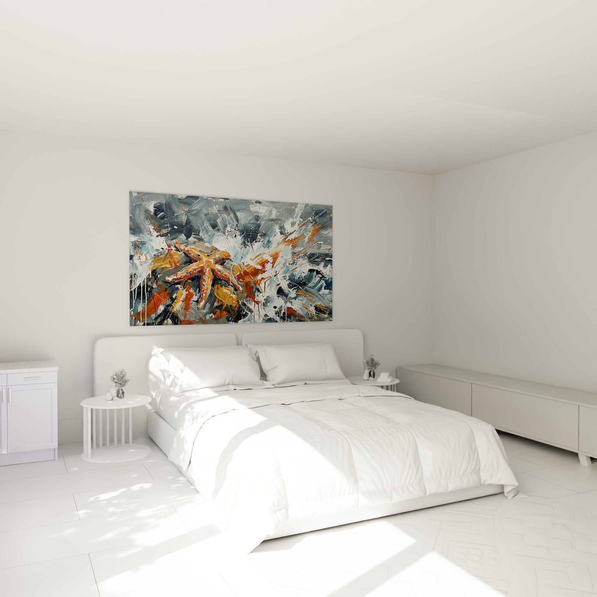 Decoration murale etoile de mer abstraite chambre ambiance marine contemporaine