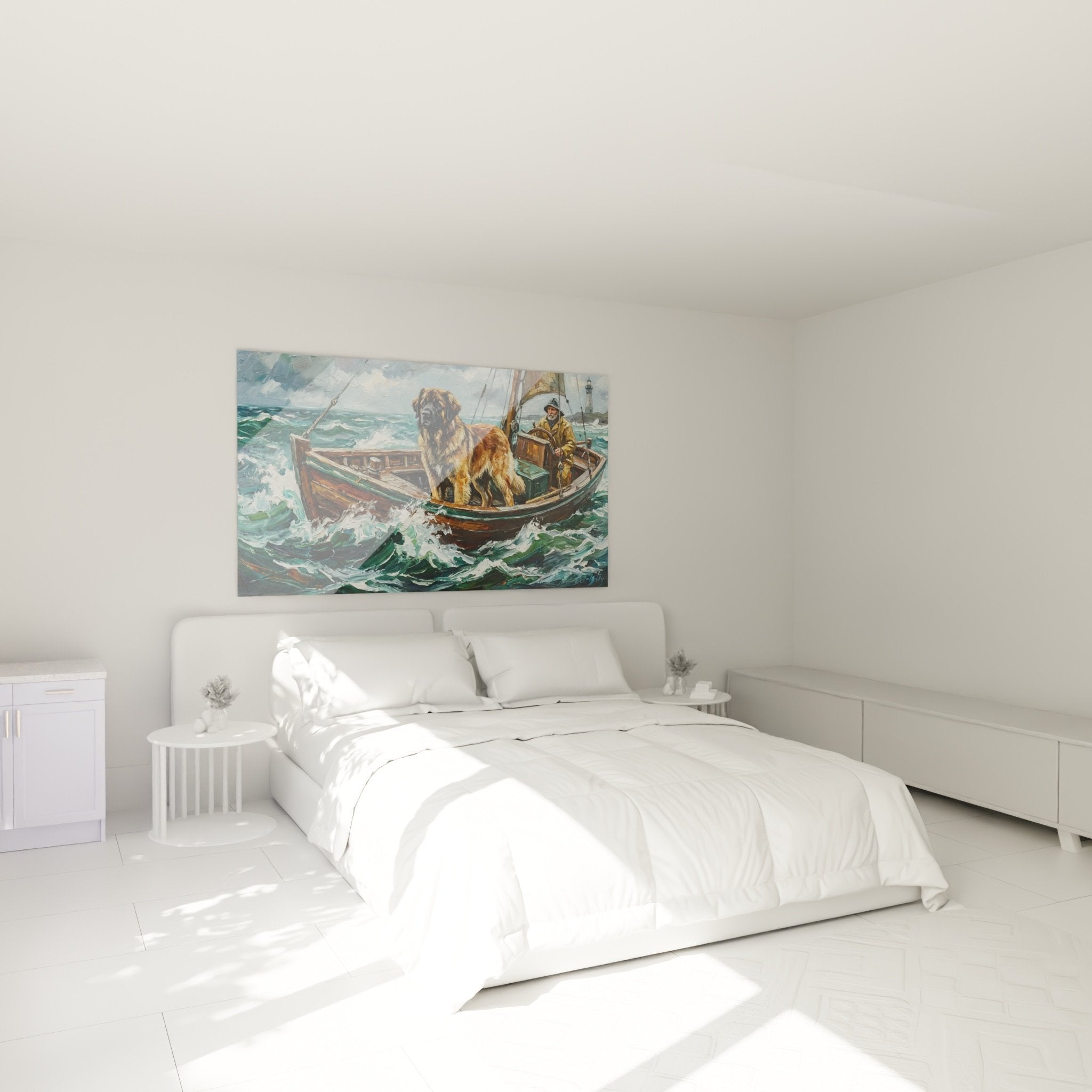 Decoration murale leonberg bateau tempete chambre ambiance maritime cocooning chien fidele