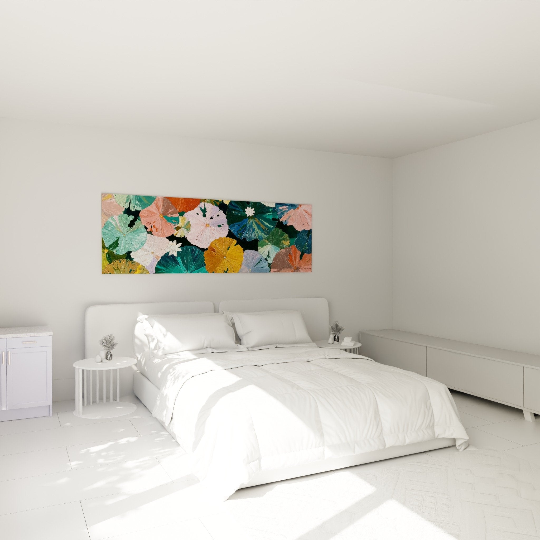 Déco chambre tableau nénuphars pastel - ambiance zen relaxante couleurs douces Edition Nénuphare