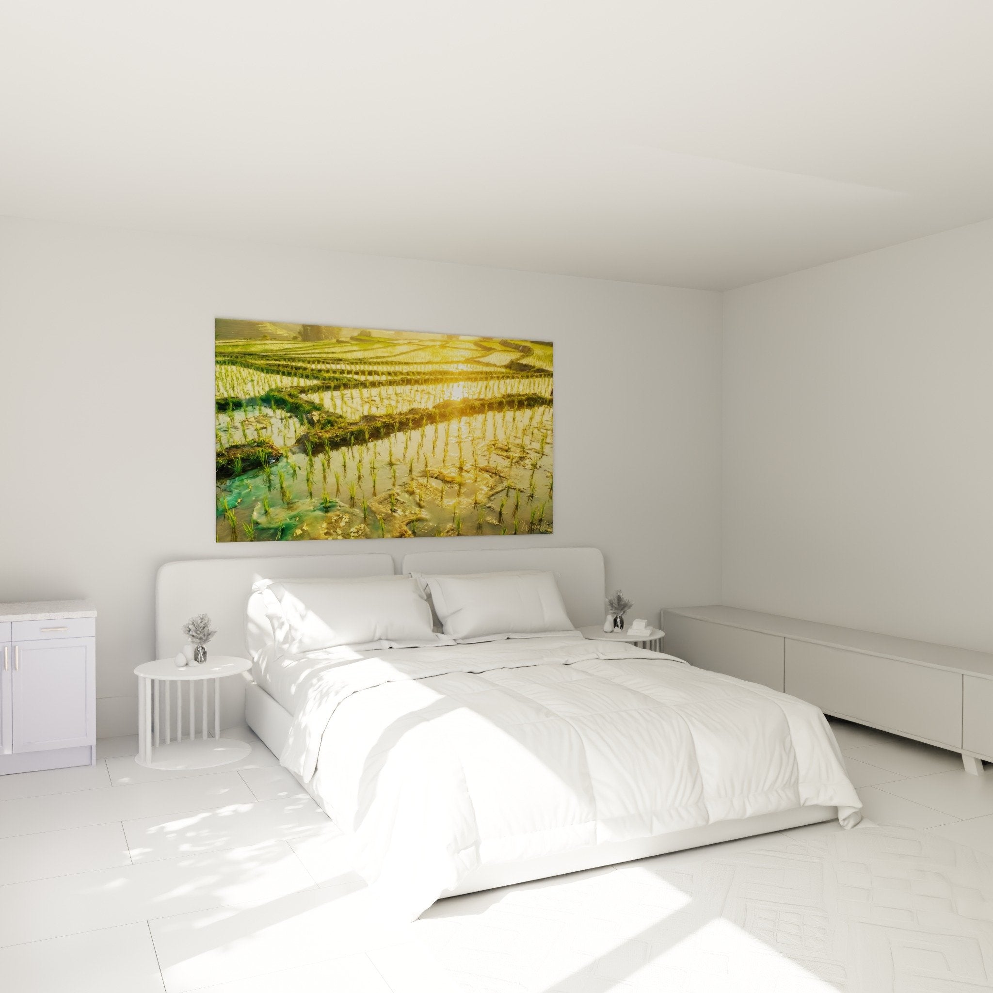 decoration chambre tableau rizieres dorees bali ambiance zen apaisante