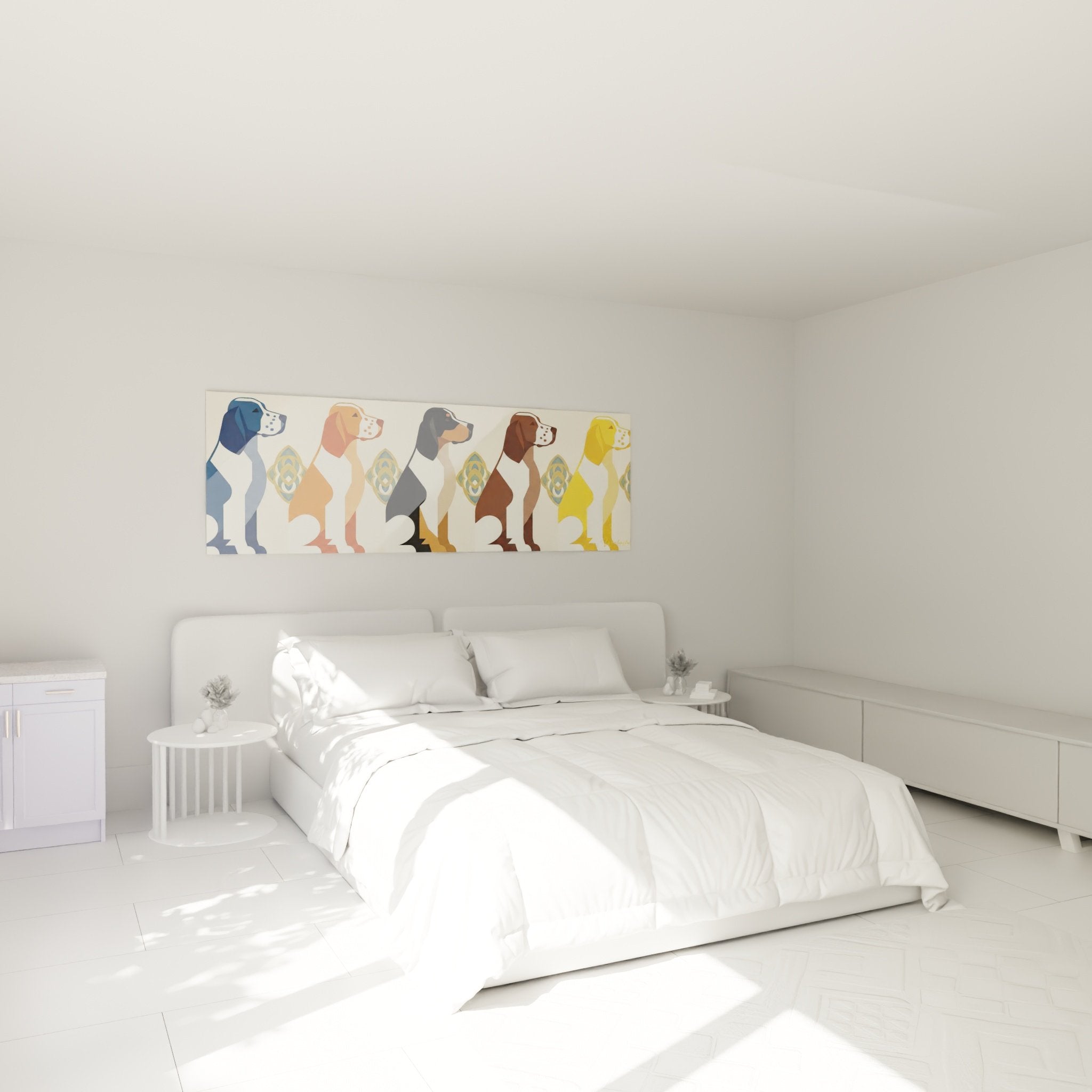 Décoration murale chambre tableau Setter Anglais profils multicolores art contemporain canin