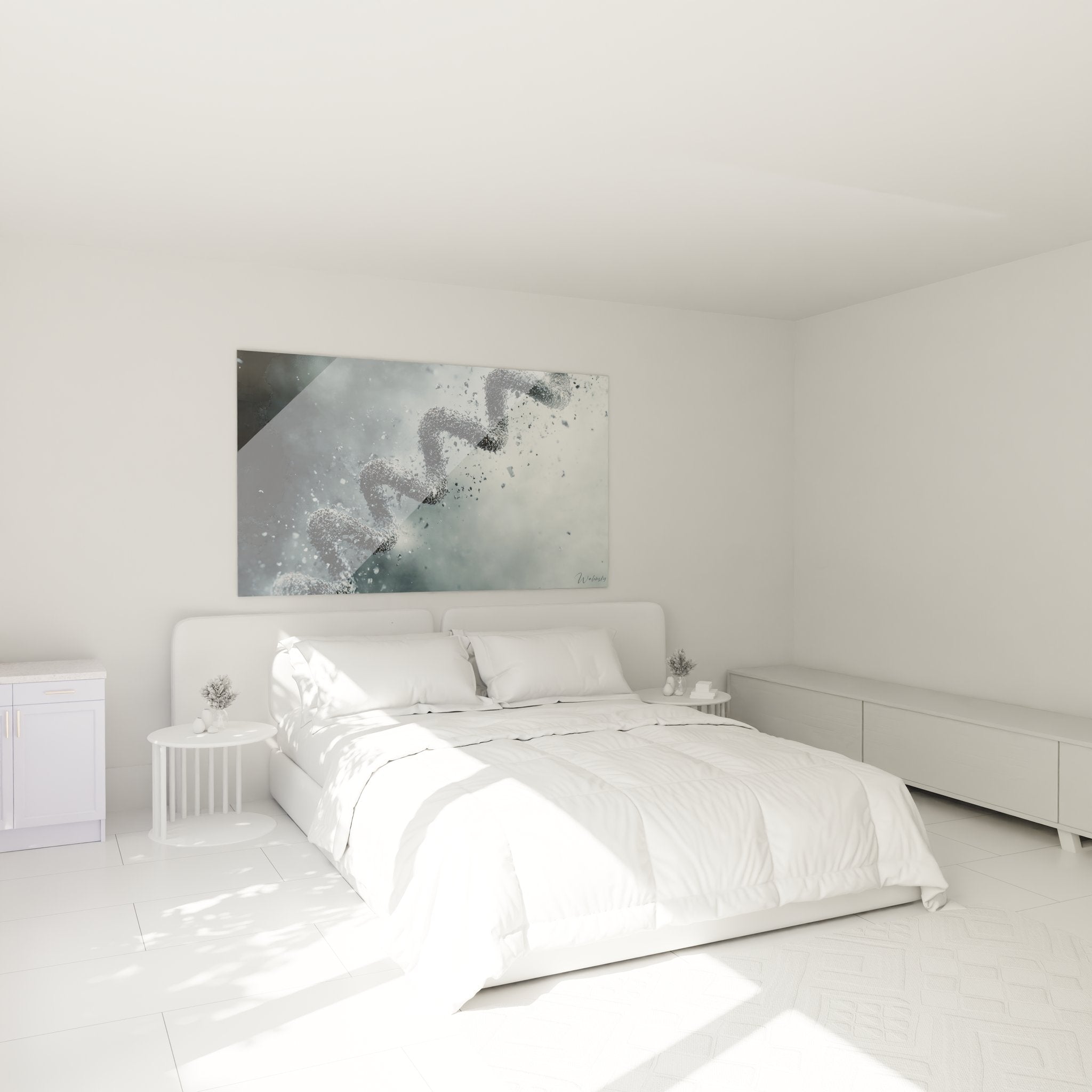 Décoration chambre avec tableau ADN hélice génétique moderne en désintégration style contemporain