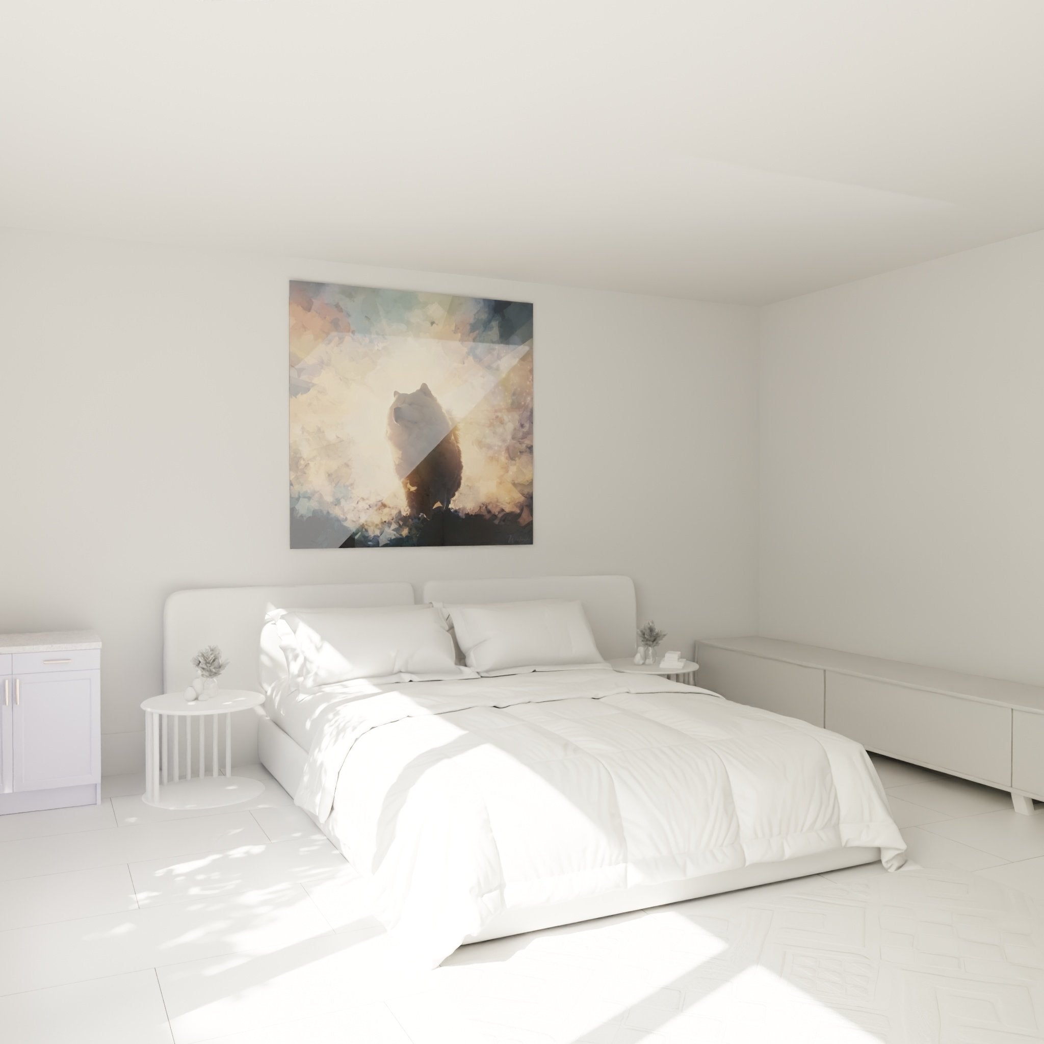 Decoration chambre avec tableau chow chow lumineux ambiance zen et reposante