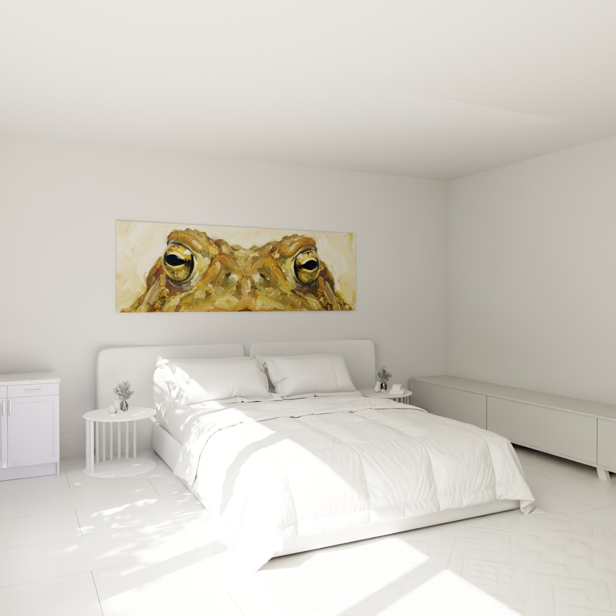 Wall decor toad bedroom warm tones cozy ambiance horizontal painting golden brown