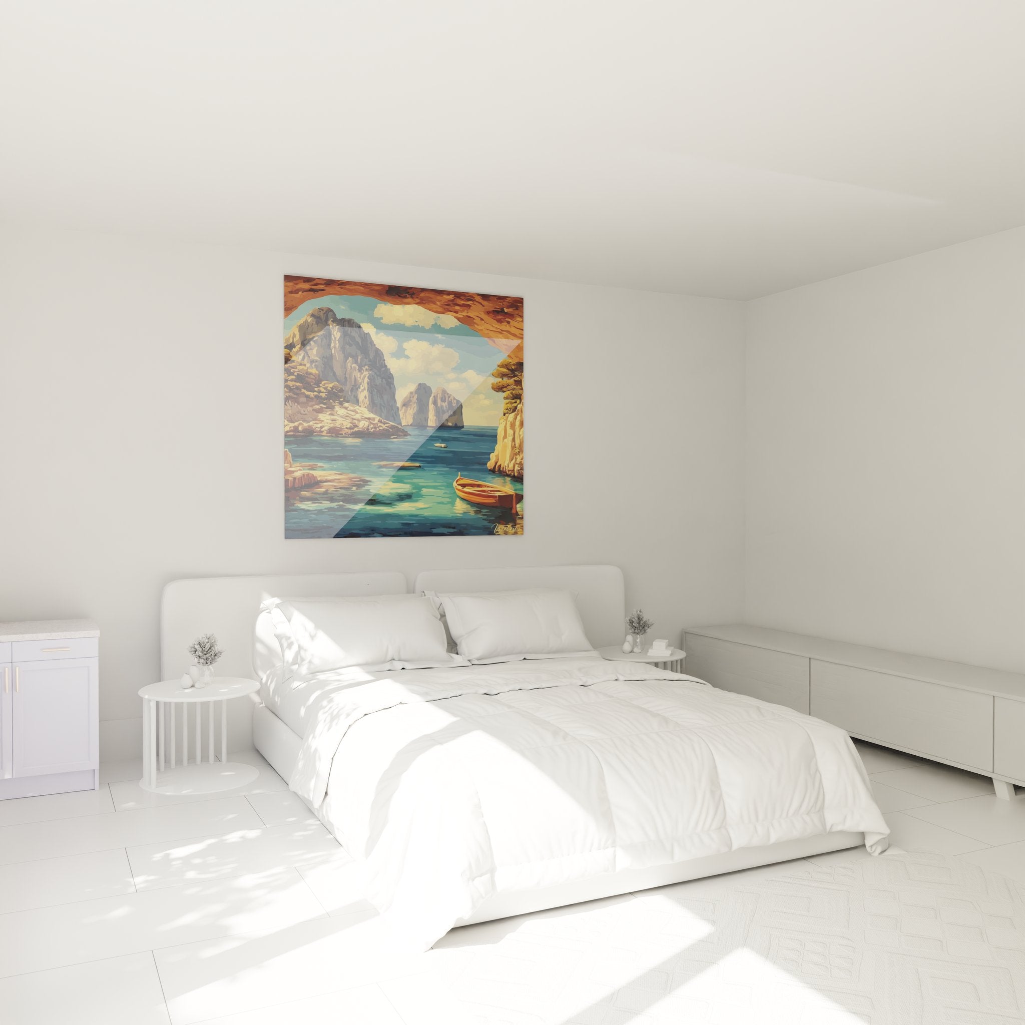 Décoration murale grotte marine Capri ambiance chambre tableau art méditerranéen Faraglioni