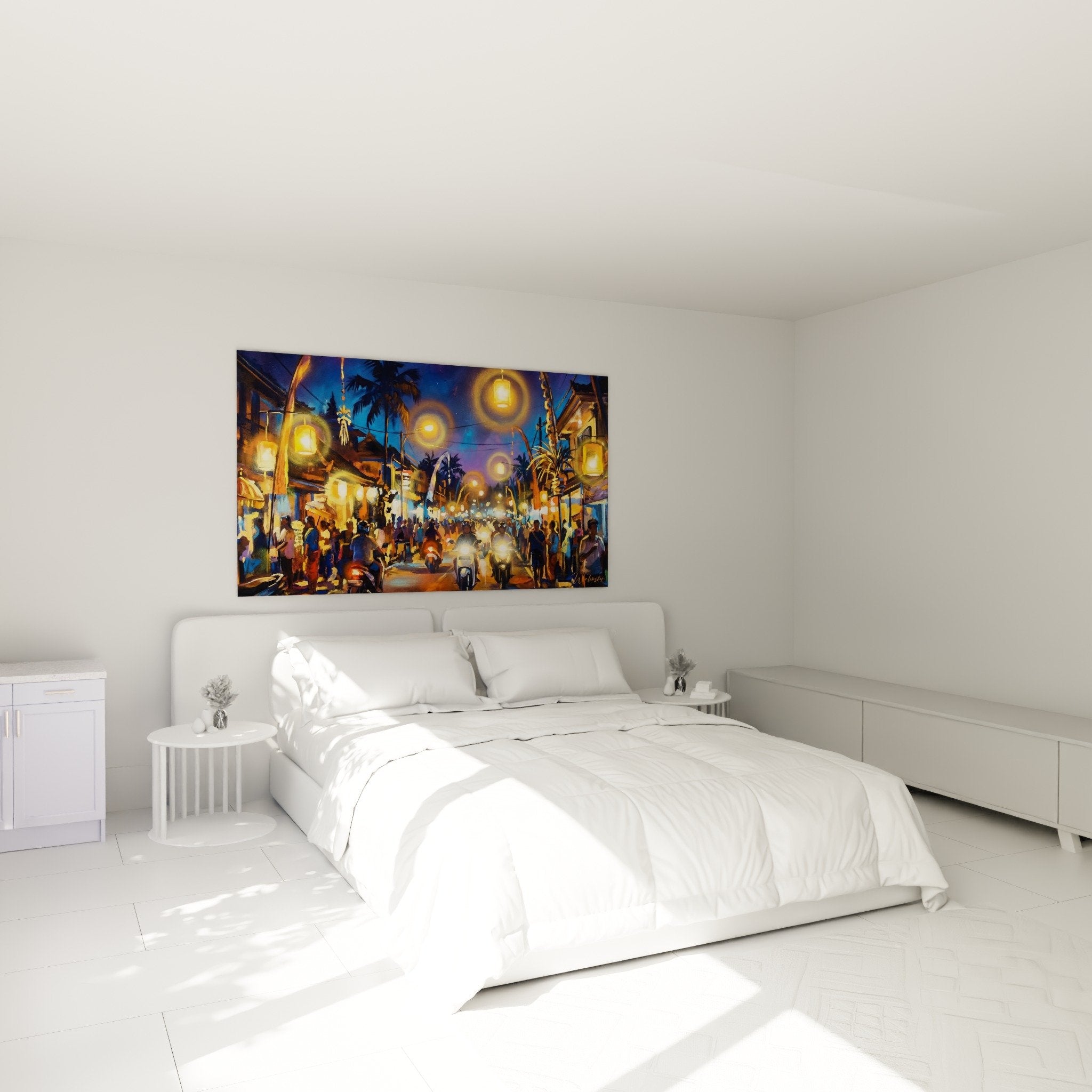Decoration chambre tableau marche nuit bali lanternes ambiance chaleureuse exotique