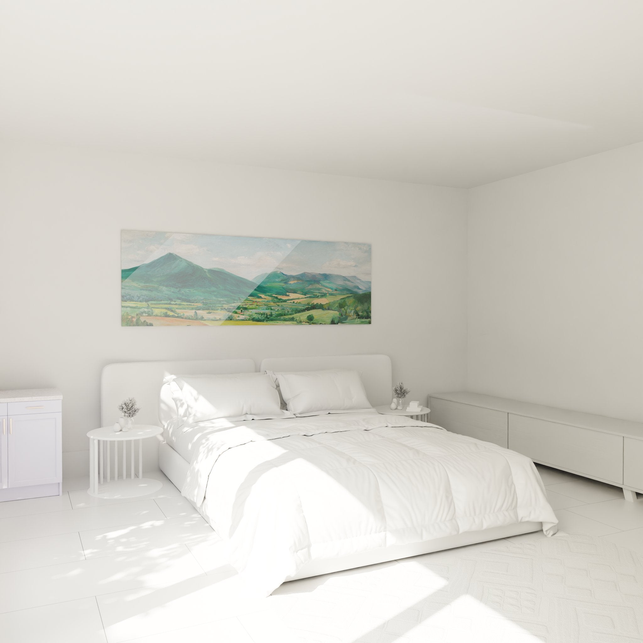 Décoration murale chambre tableau paysage vallée verdoyante ambiance nature campagne