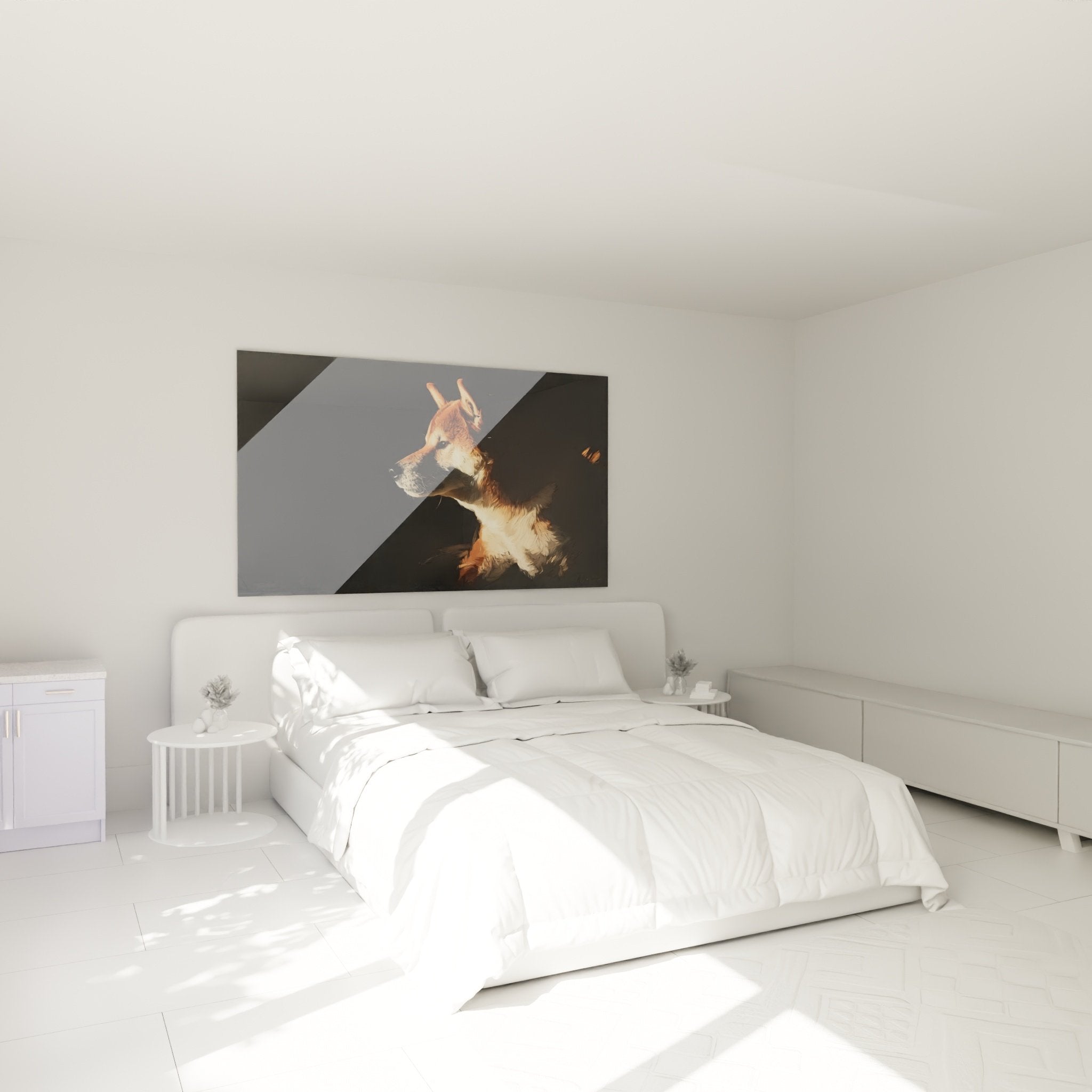 Shiba Inu portrait painting luminous wall art bedroom decor calming ambiance
