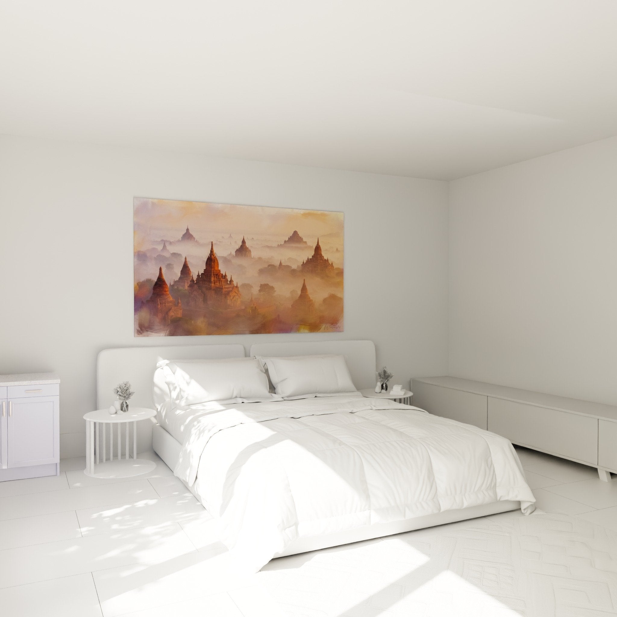 Zen temples golden artwork in bedroom peaceful ambiance spiritual wall decor