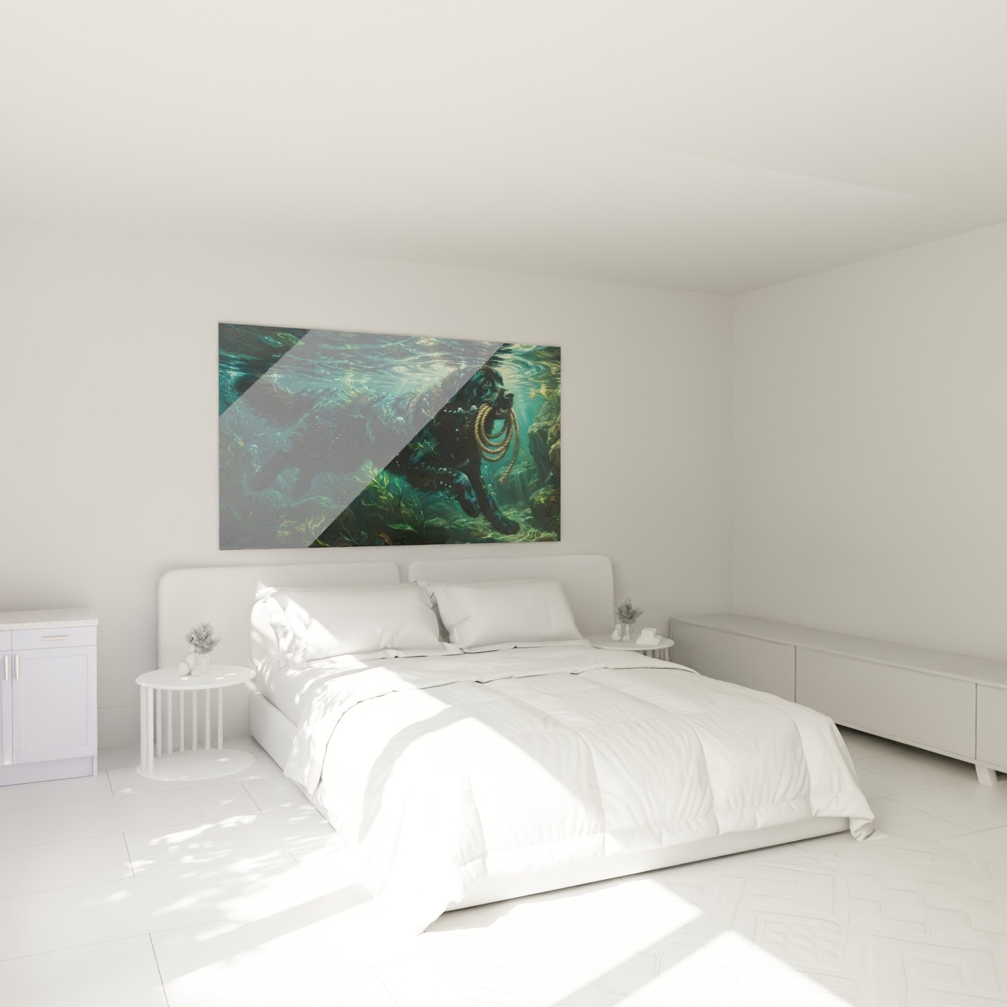 Décoration murale chien plongeur sous-marin dans chambre ambiance marine apaisante