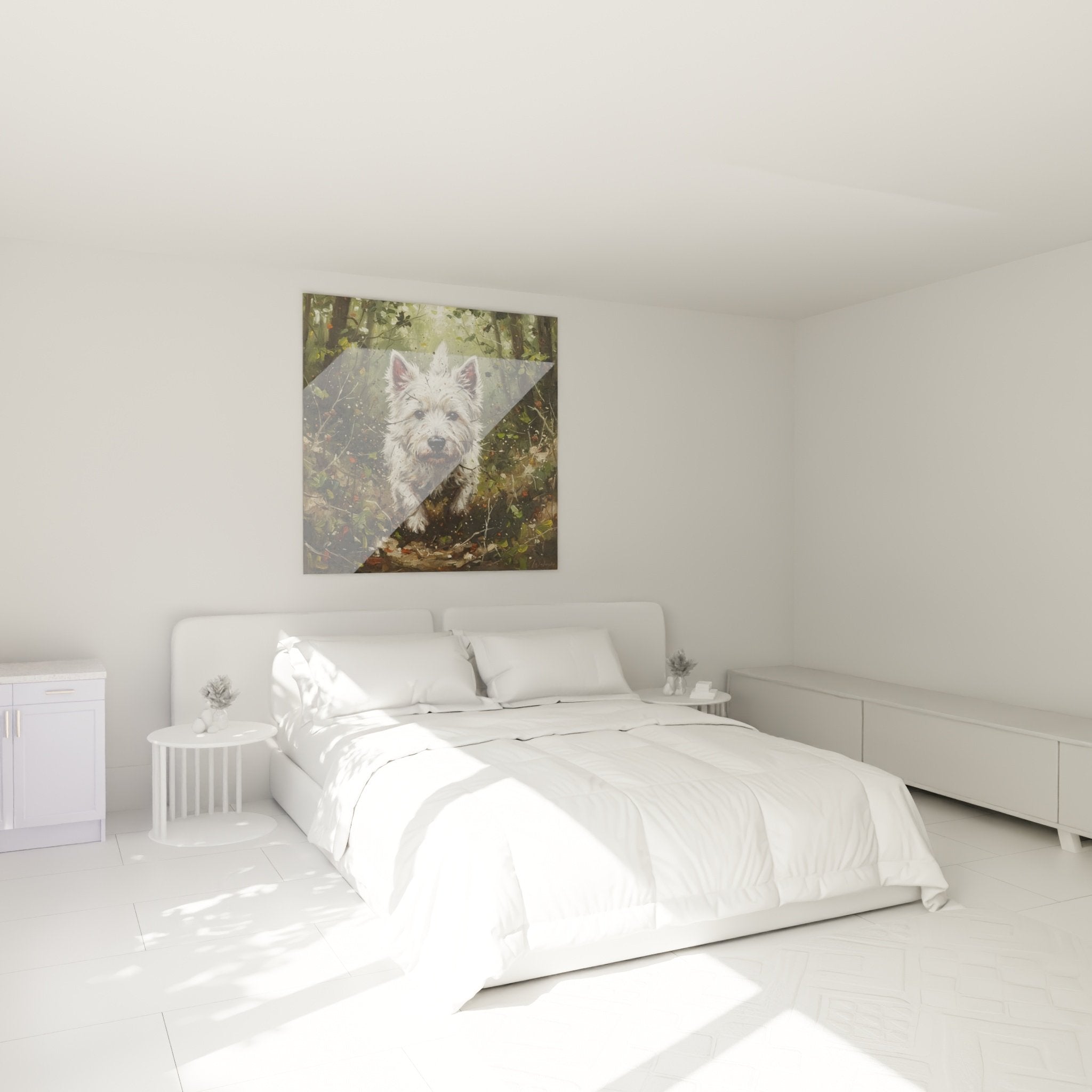 Schlafzimmerdekoration Gemälde weißer Hund West Highland Terrier Wandbegrünung Naturdekoration