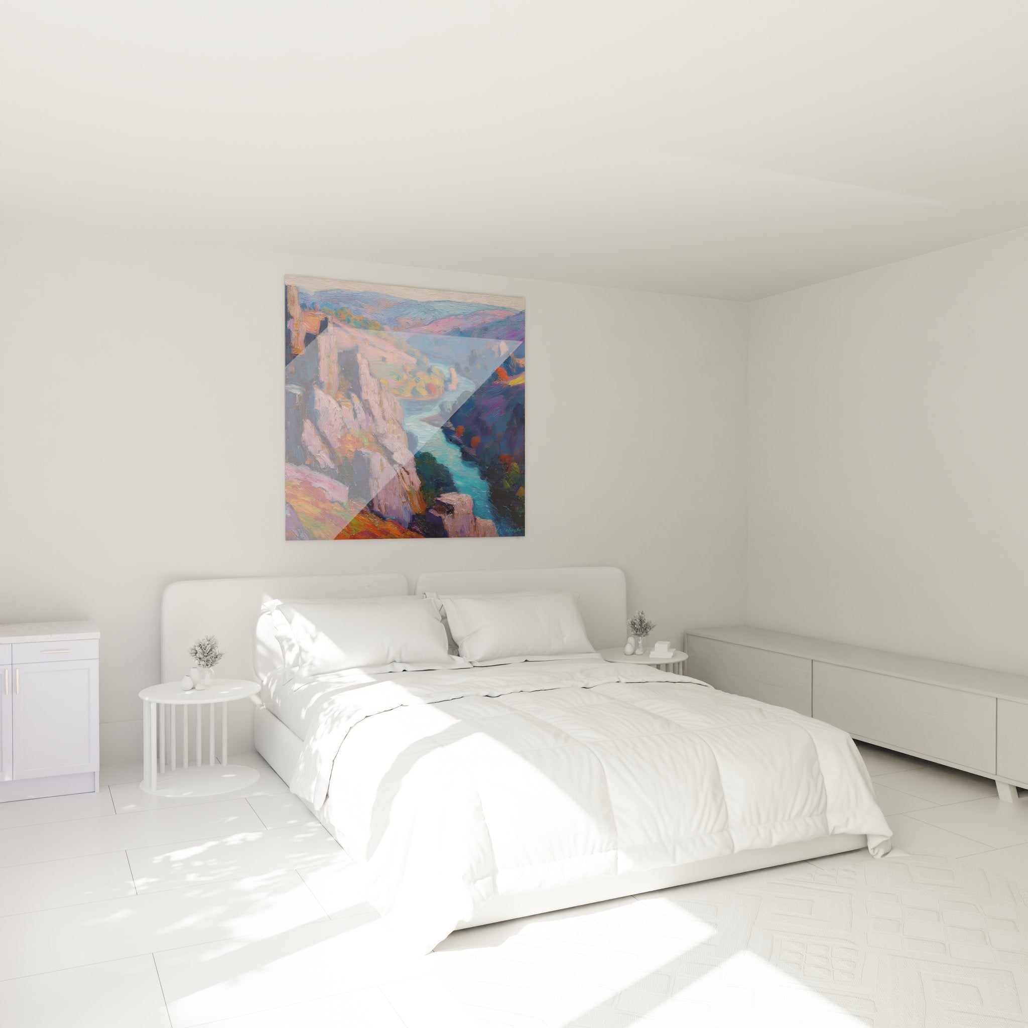 Wanddekoration Schlucht Fluss im Schlafzimmer moderne Berghaus-Atmosphäre