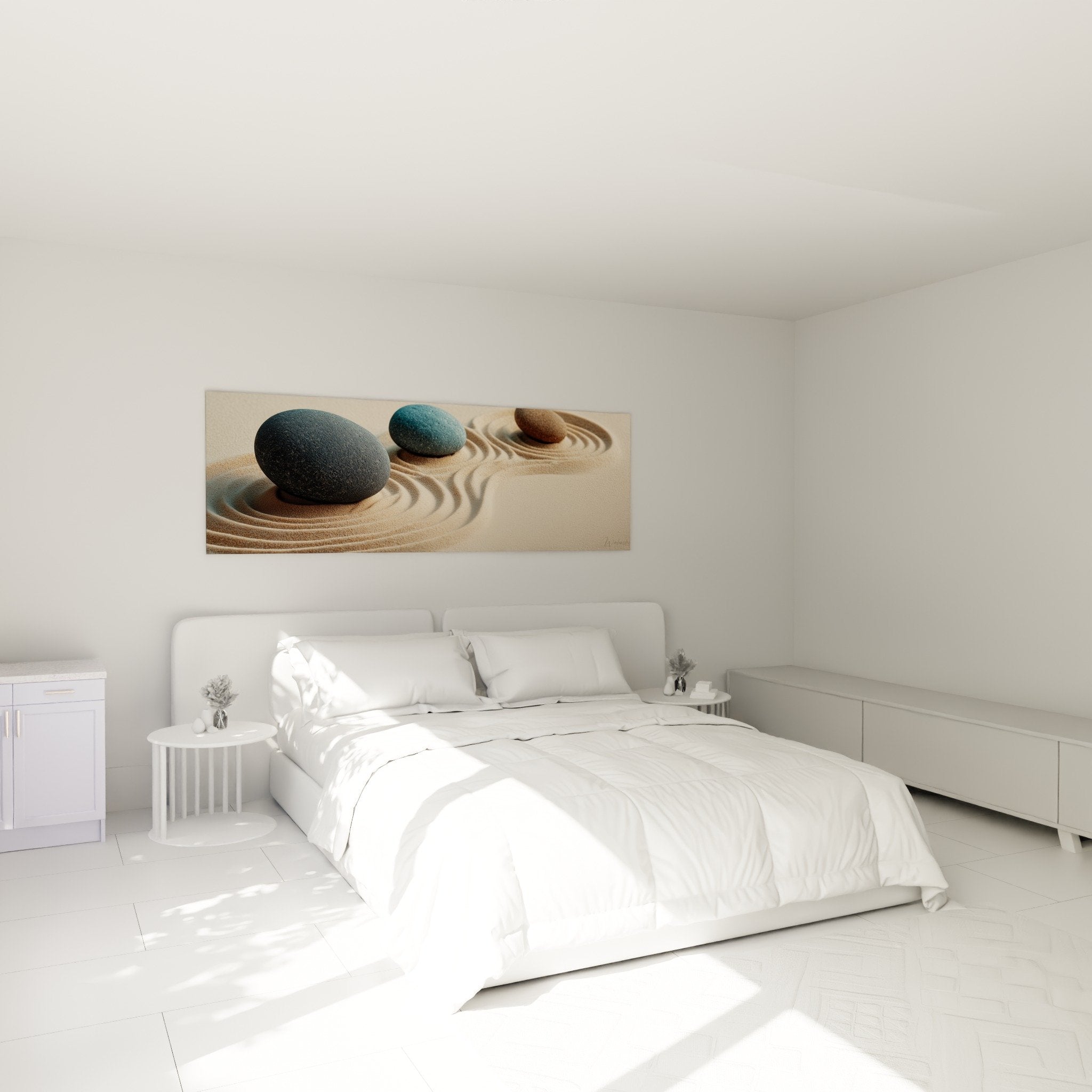 decoration murale zen galets sable chambre ambiance apaisante minimaliste