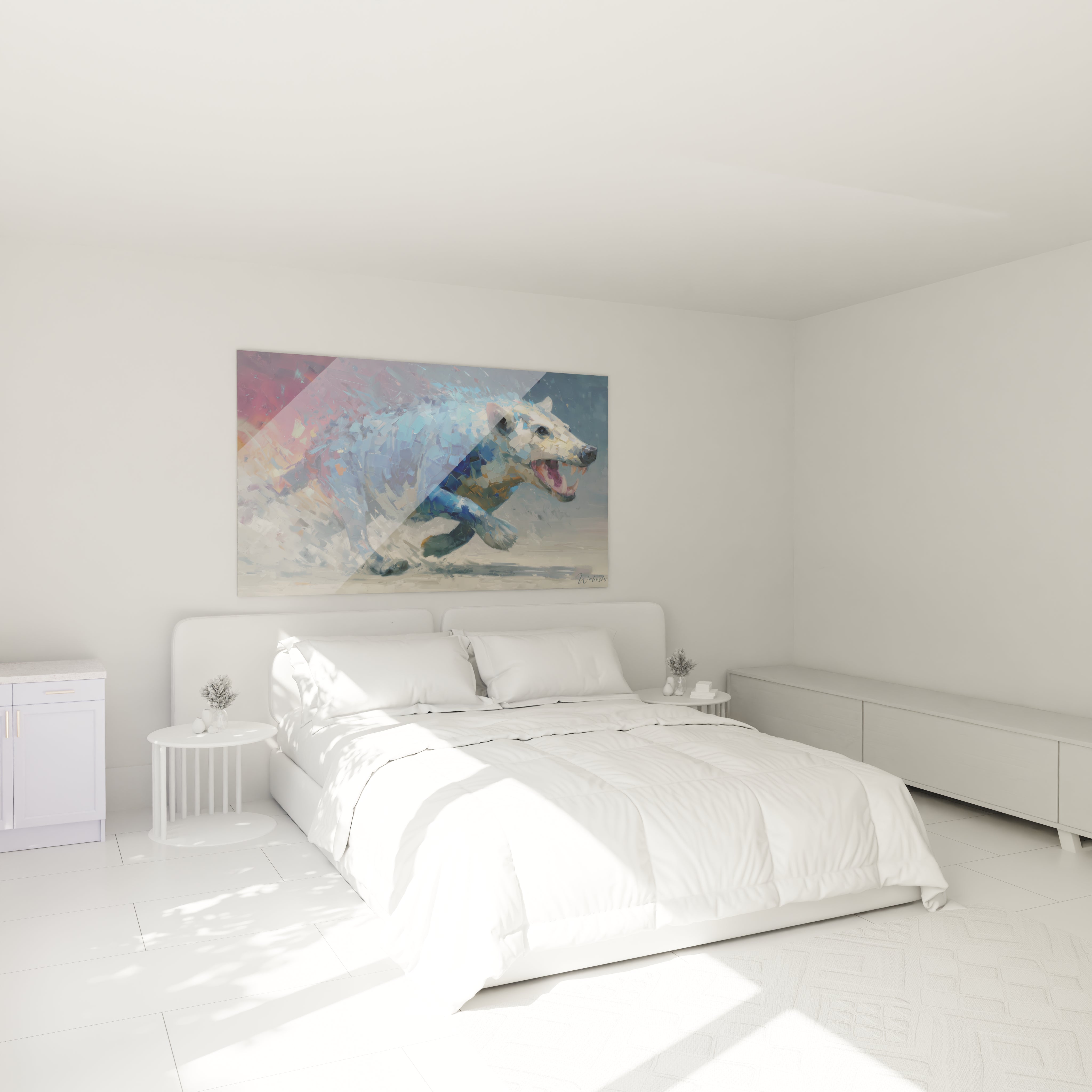 Décoration chambre tableau opossum mouvement art animalier moderne ambiance contemporaine