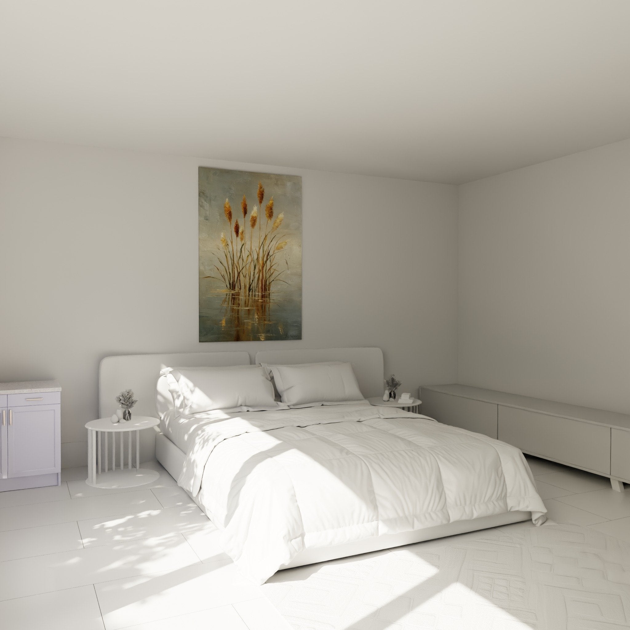 Wandbild Gräser Schilfrohr golden Zen-Atmosphäre Schlafzimmer Wanddeko Natur