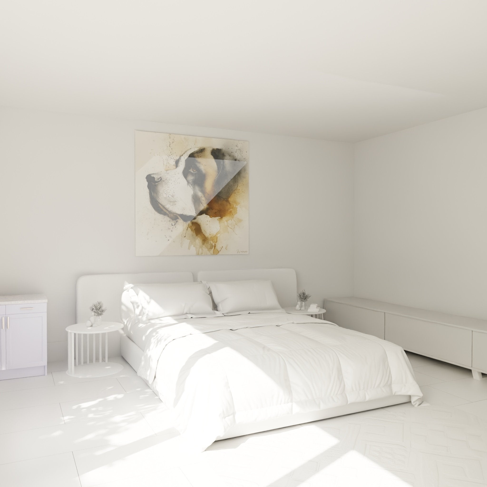 decoration murale chambre saint bernard aquarelle ambiance chaleureuse