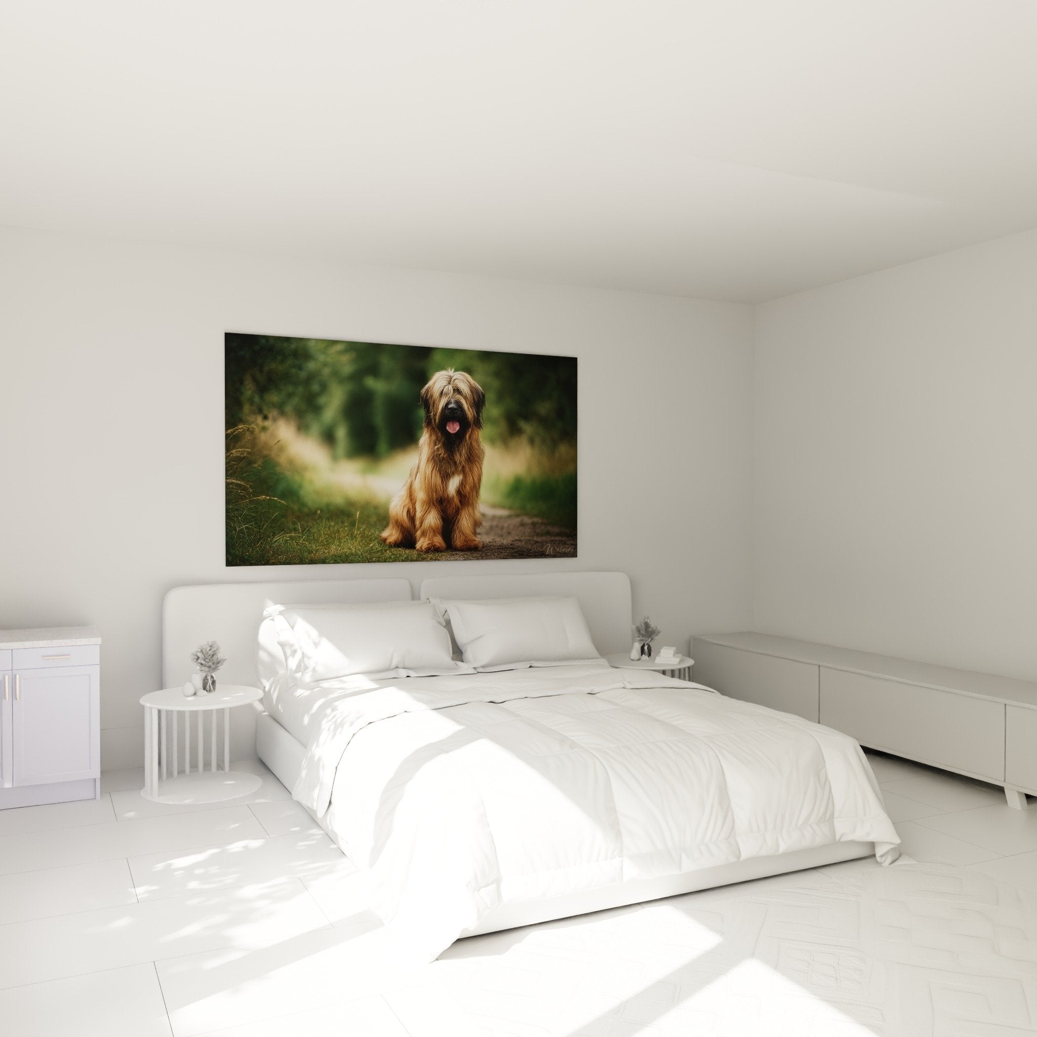 Décoration chambre tableau Briard chien berger français portrait animalier ambiance naturelle