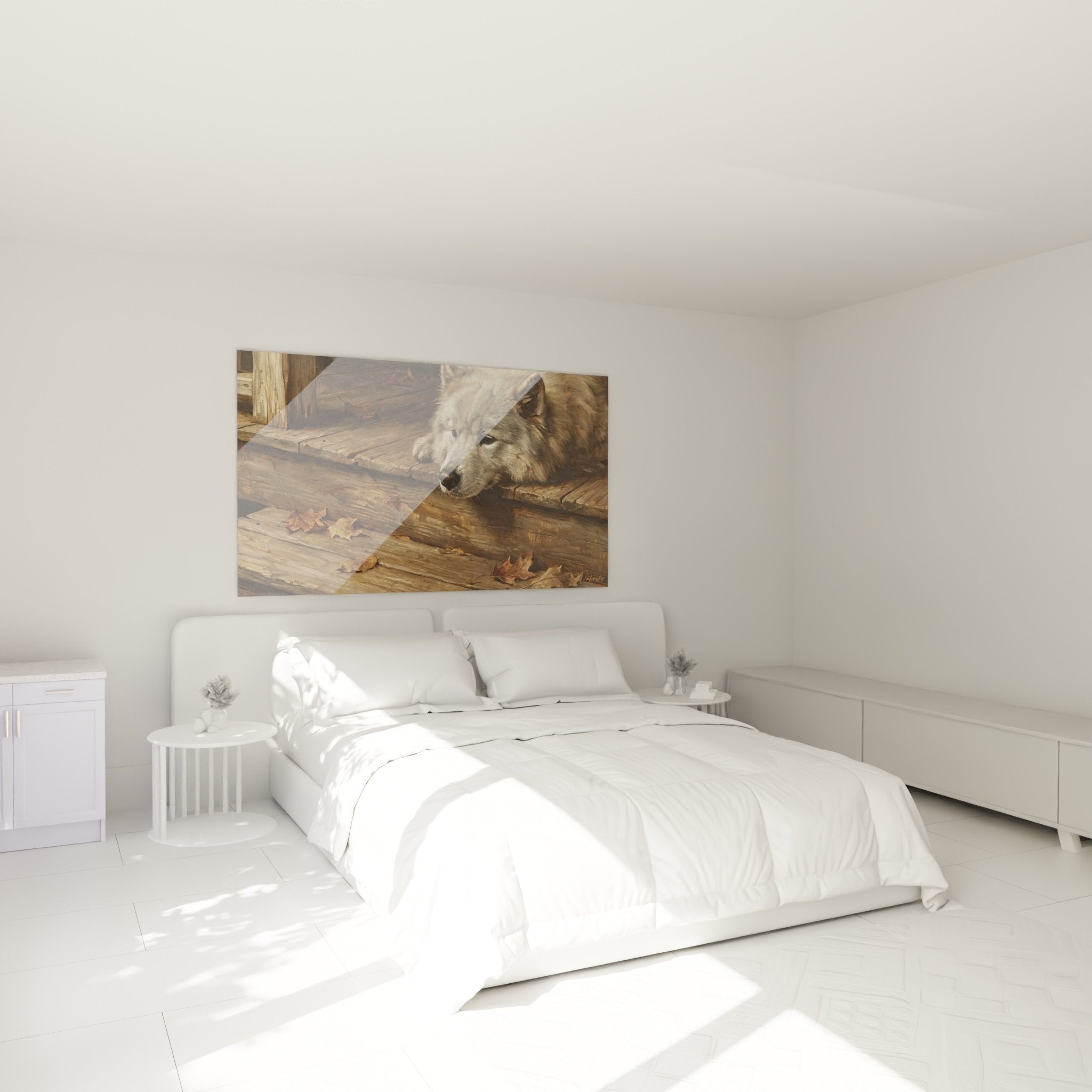 Tableau chien repos automnal accroche au mur chambre decoration murale