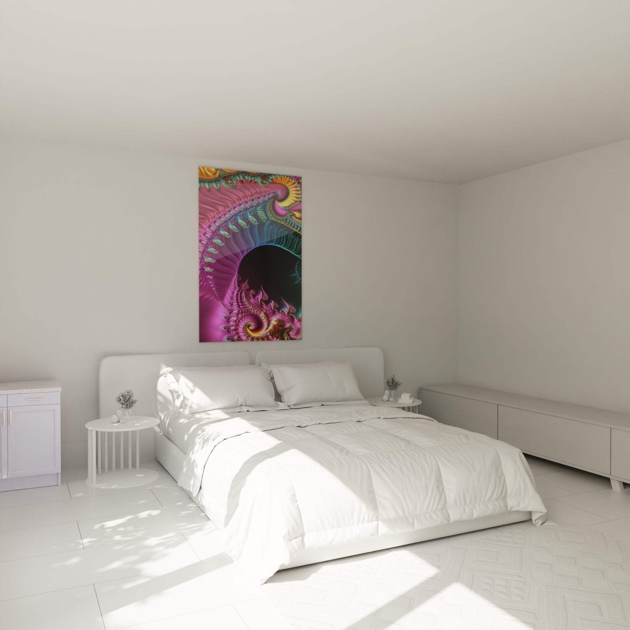 Décoration chambre tableau fractale spirale colorée ambiance moderne élégante