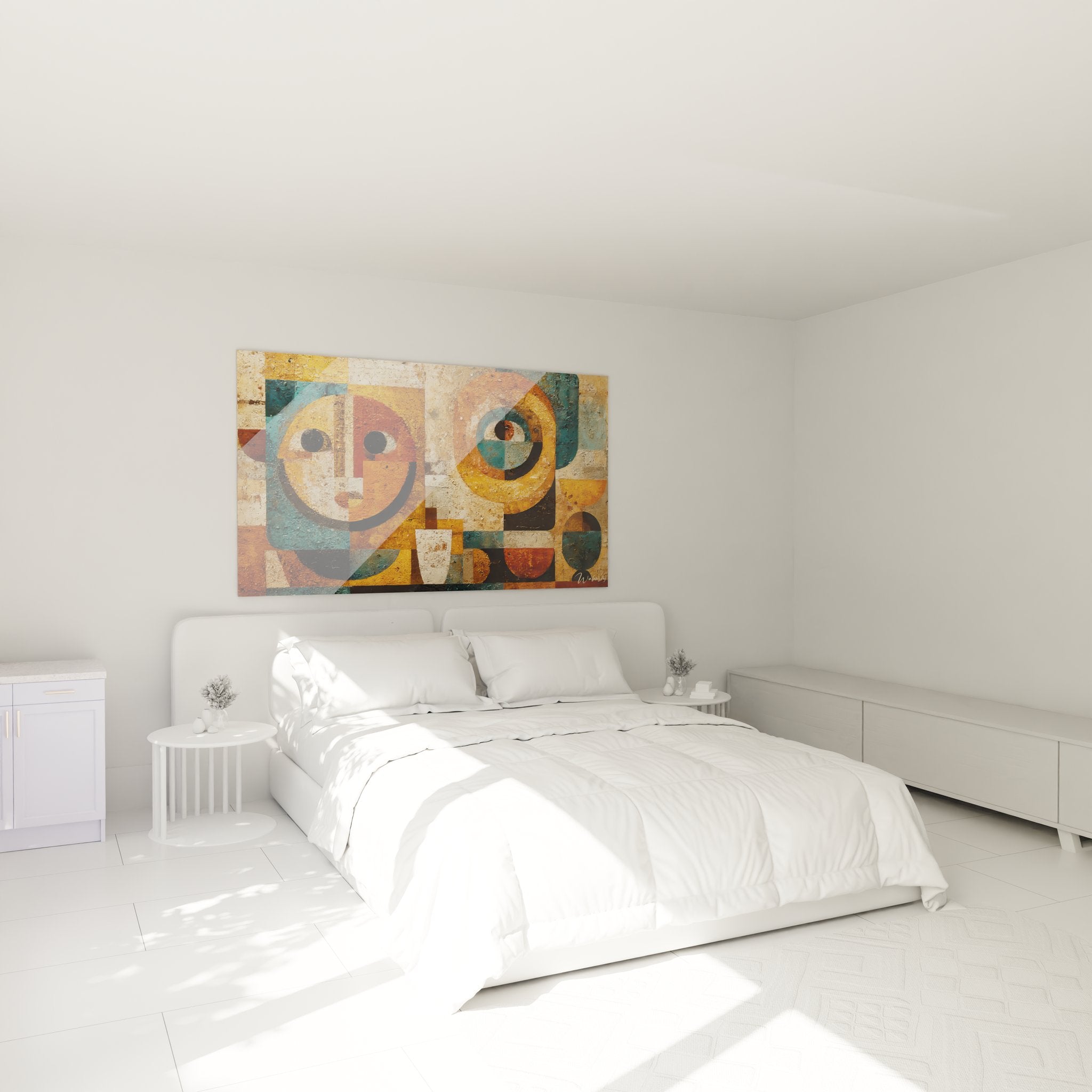 Décoration chambre tableau géométrique africain moderne aux motifs traditionnels colorés