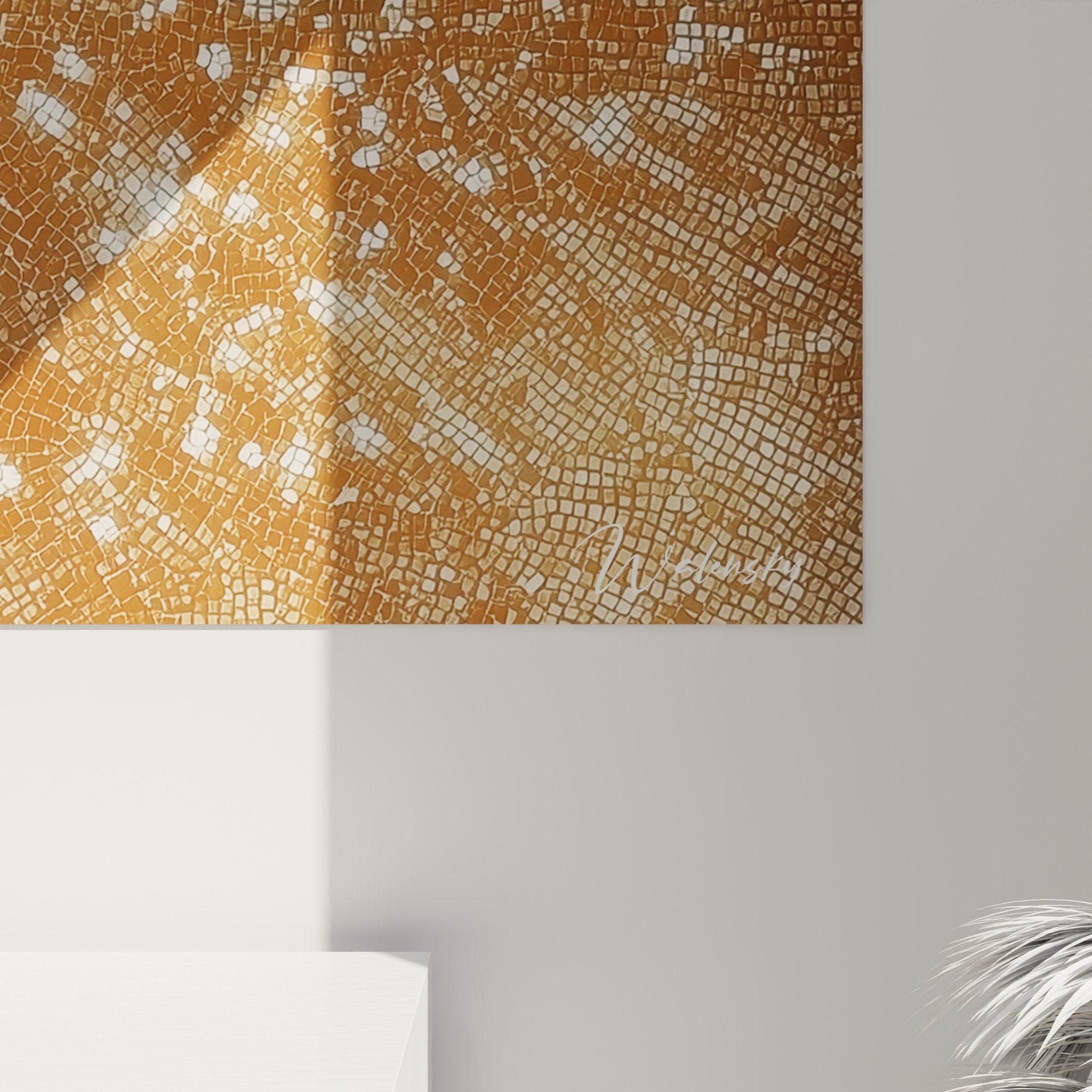 Islamisches Kunstgemälde goldene Mosaik-Wanddekoration Motiv radiale geometrische orientalische Muster