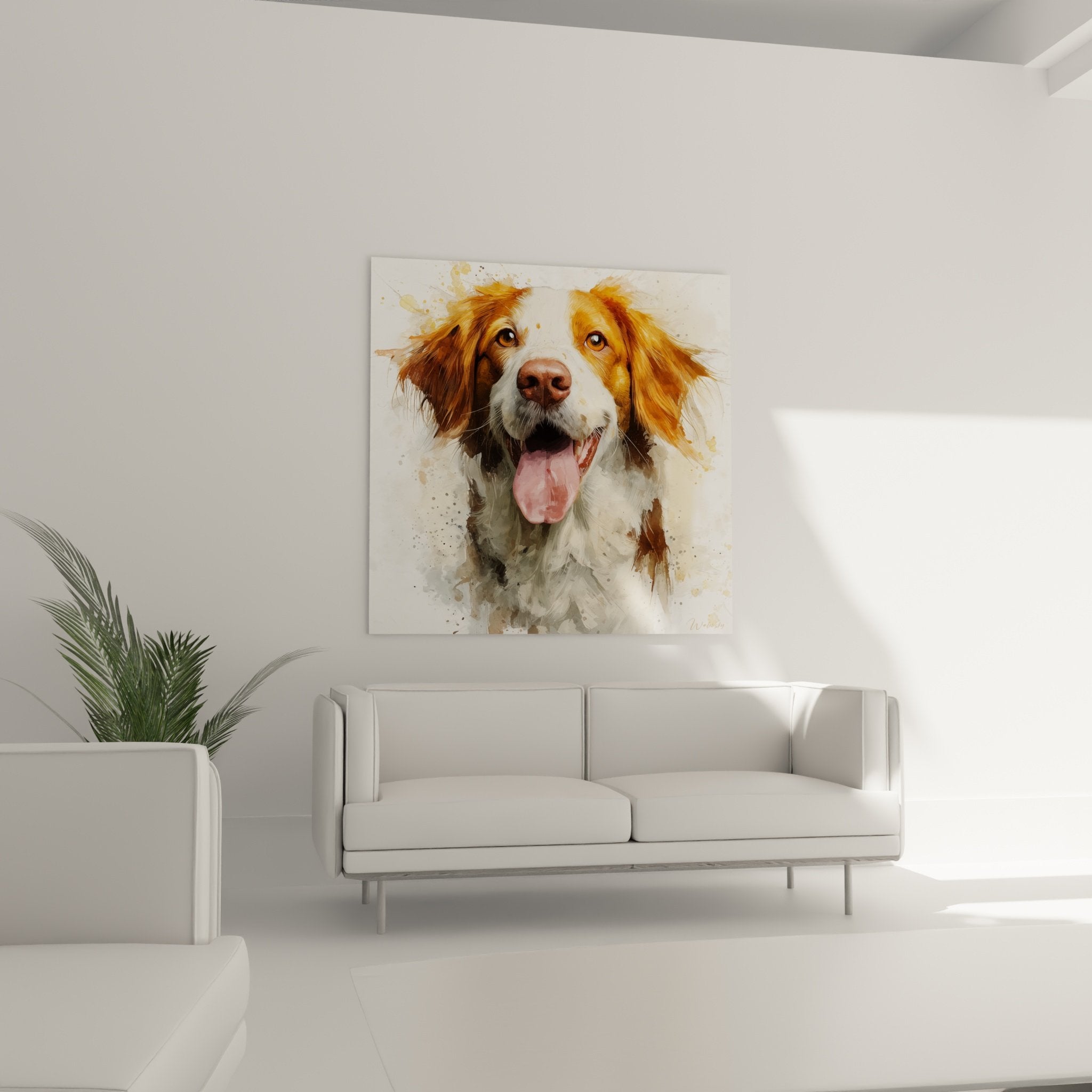 dettaglio acquerello spaniel bretone occhi ambra espressivi tecnica pittura schizzi artistici mantello rosso