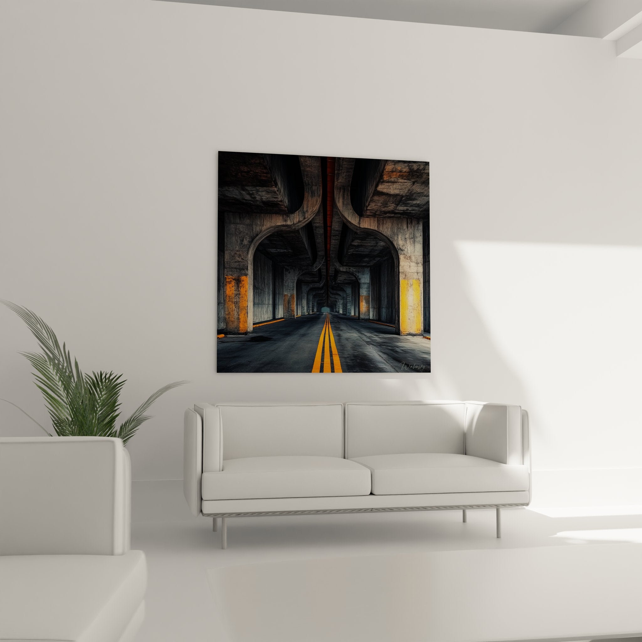 Détail architectural pont moderne avec colonnes béton et éclairage naturel urbain