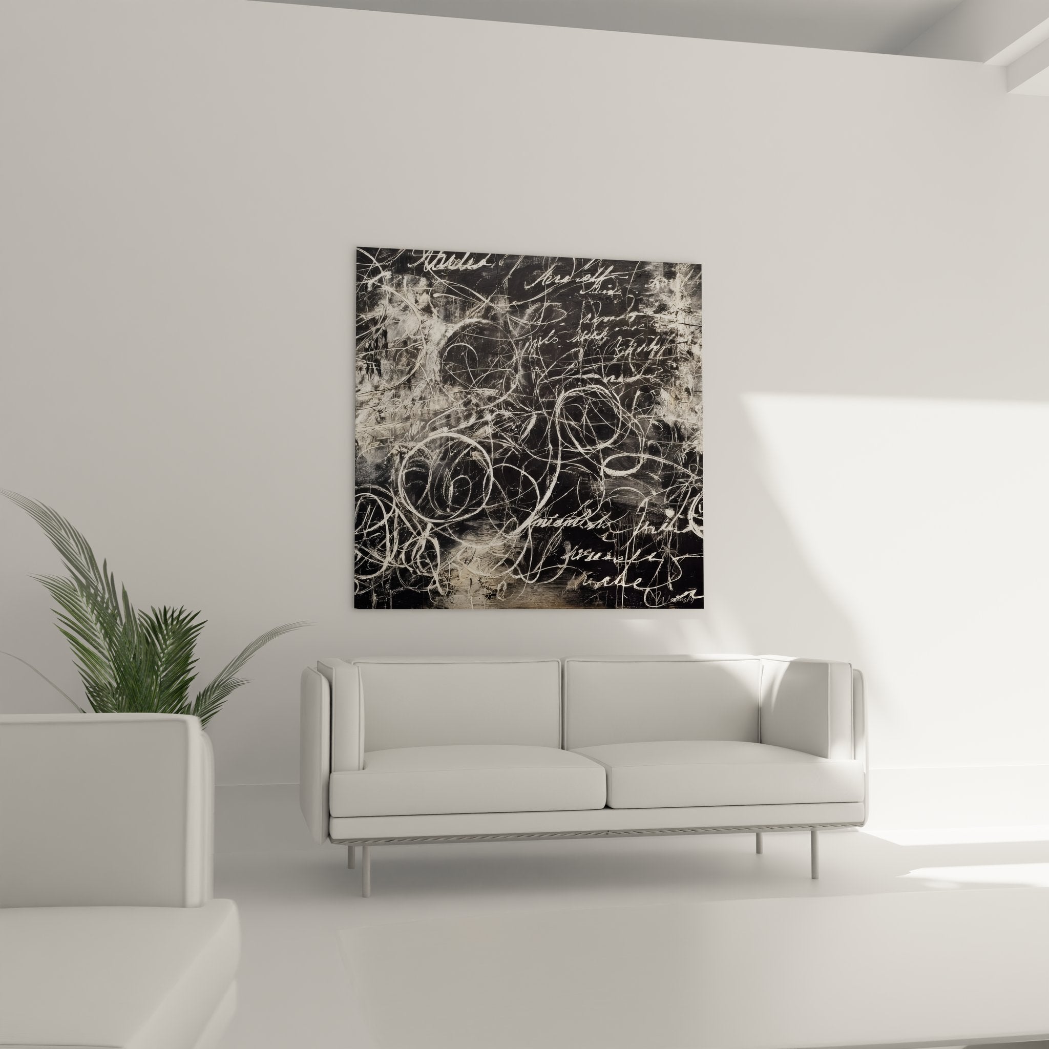 Gros plan détails calligraphie abstraite montrant textures et nuances grises du dessin gestuel