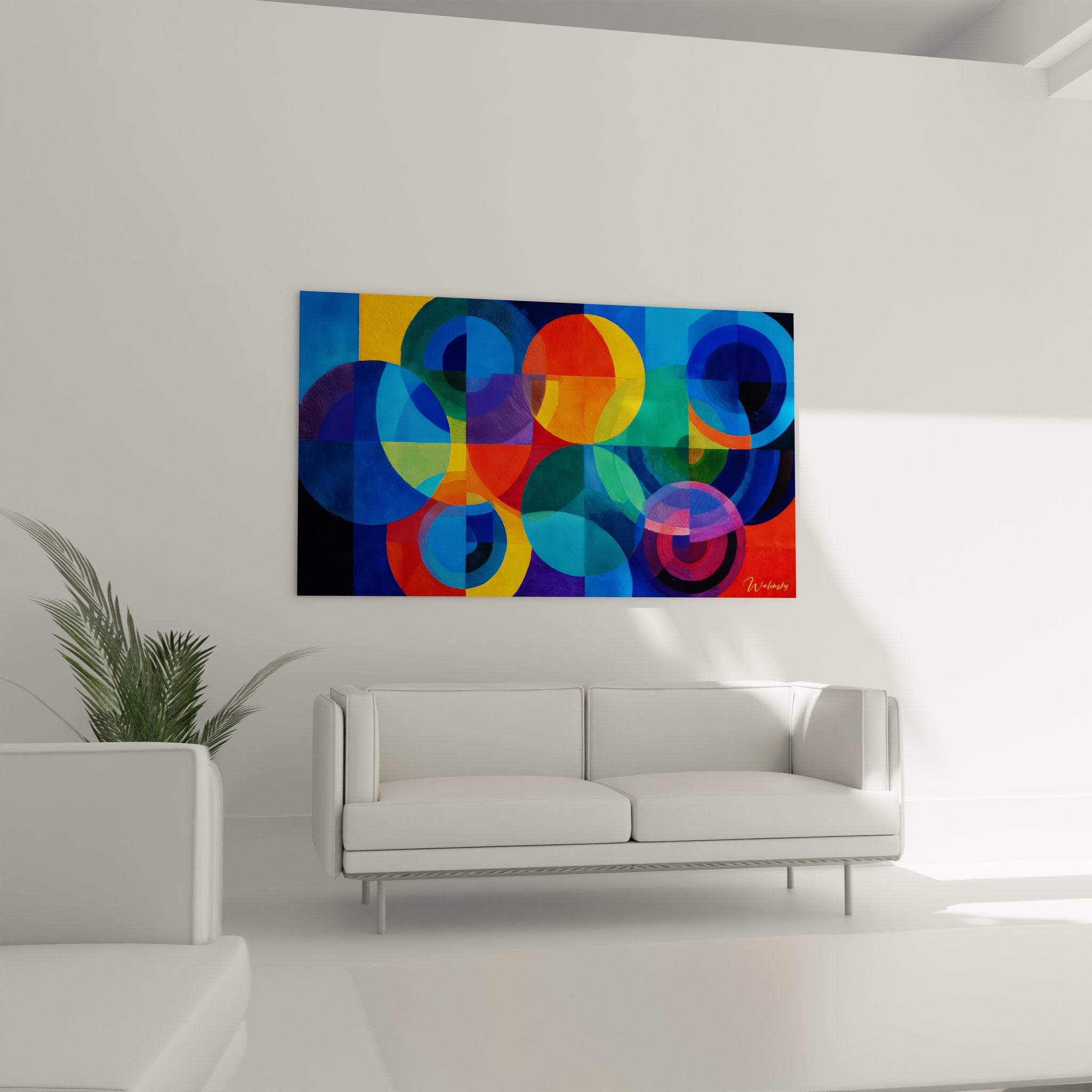 Détail gros plan cercles colorés superposés peinture abstraite géométrique textures couleurs vives