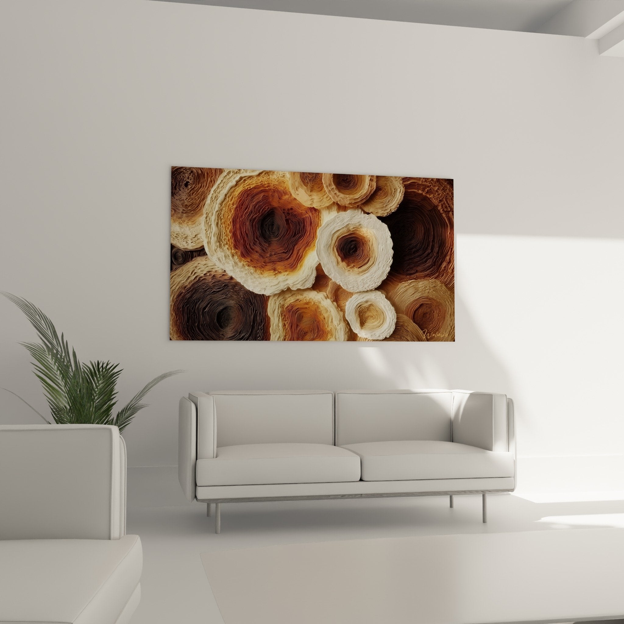 detail cercles concentriques relief texture ocre marron sculpture murale feng shui nord-est terre