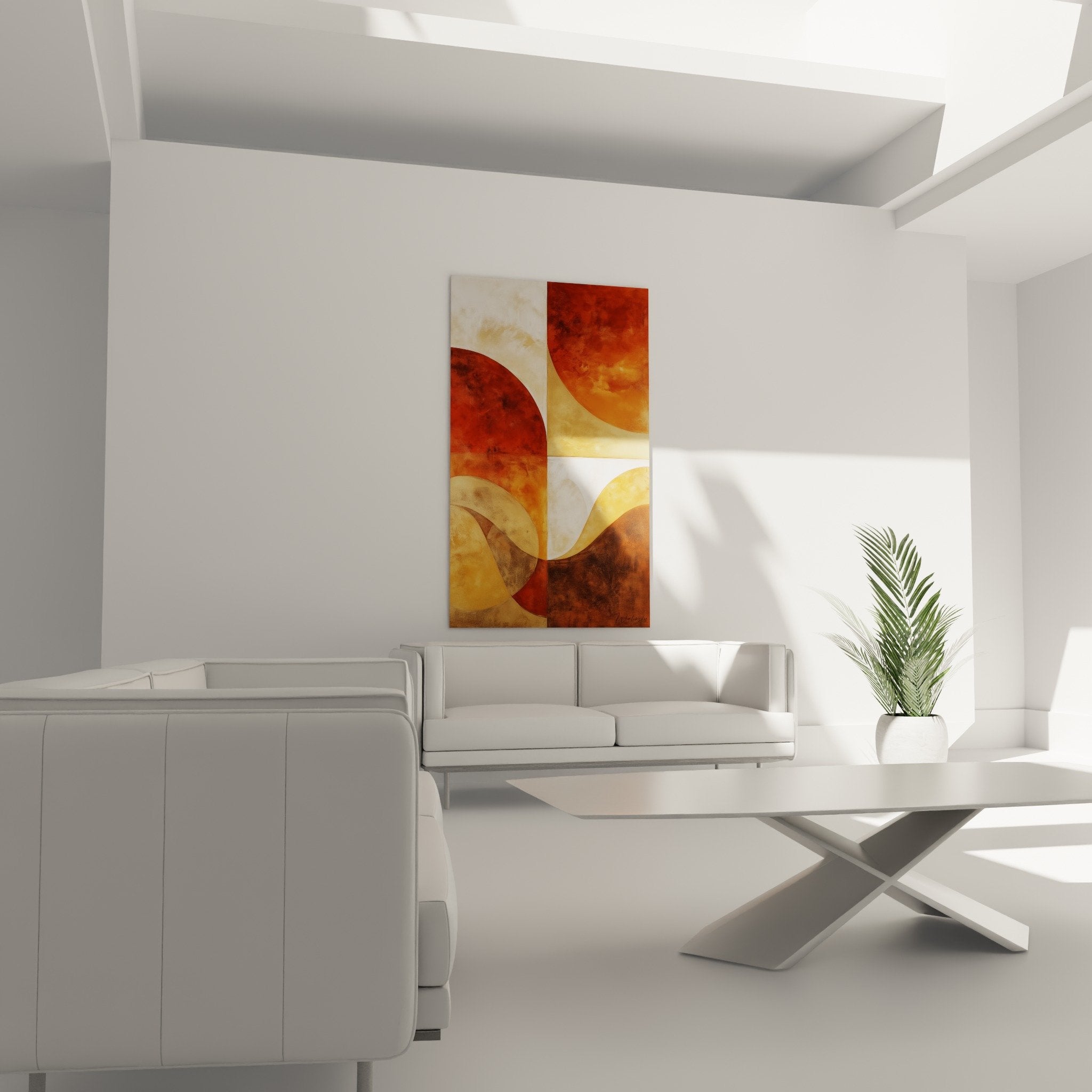 detail texture tableau cercles superposes nuances ocre terracotta effets transparence