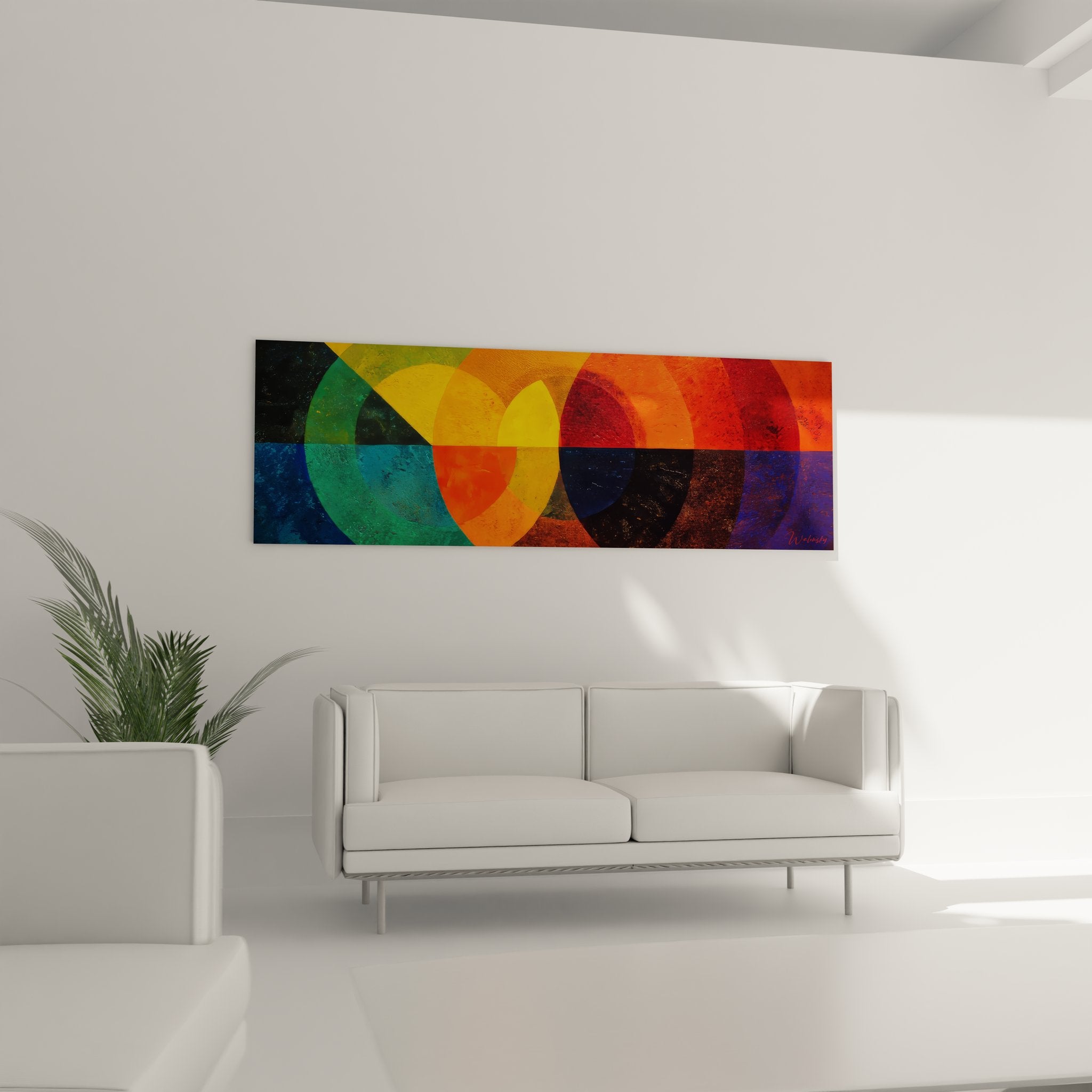 Détail gros plan cercles colorés superposés peinture abstraite géométrique