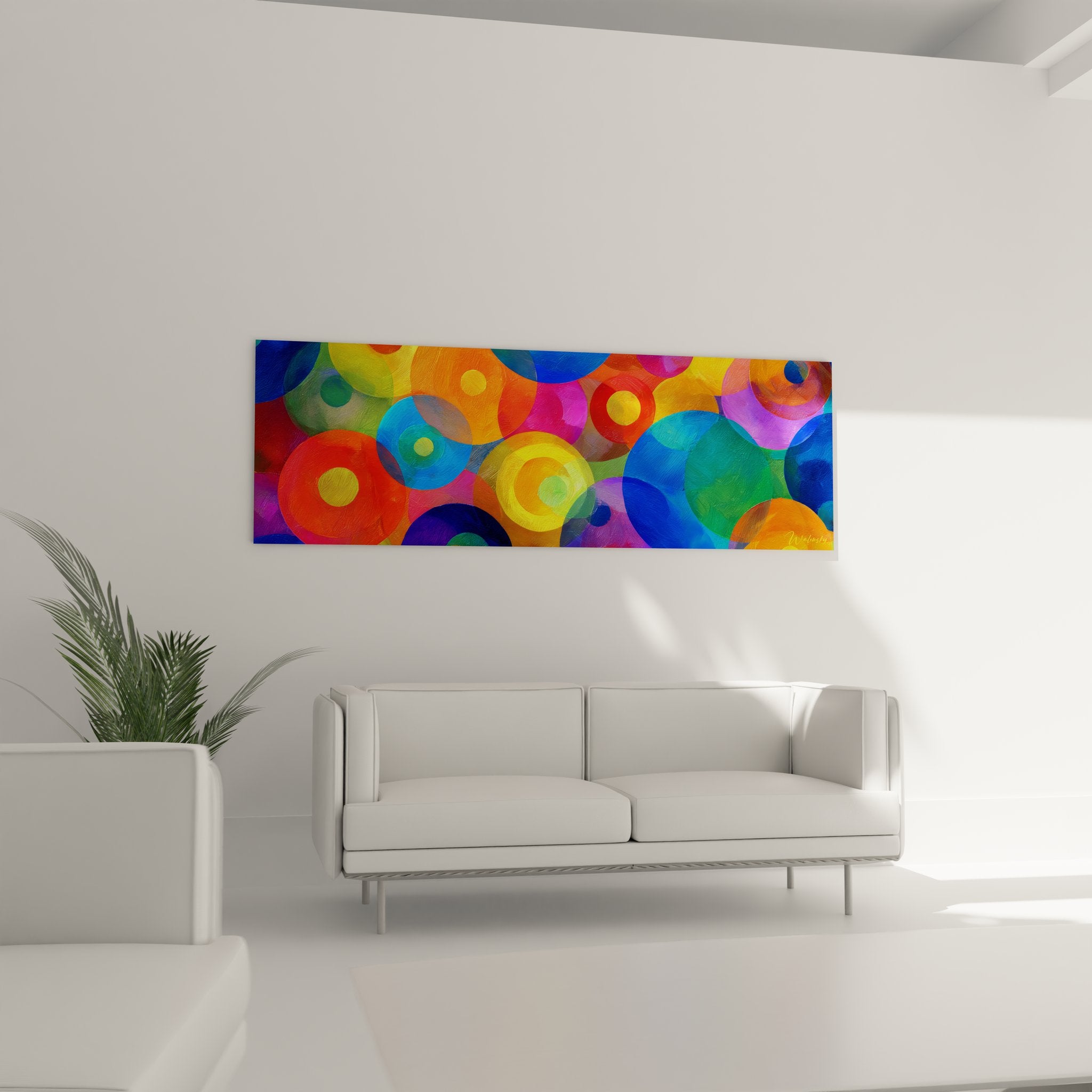 Détail gros plan cercles transparents superposés couleurs vives art abstrait