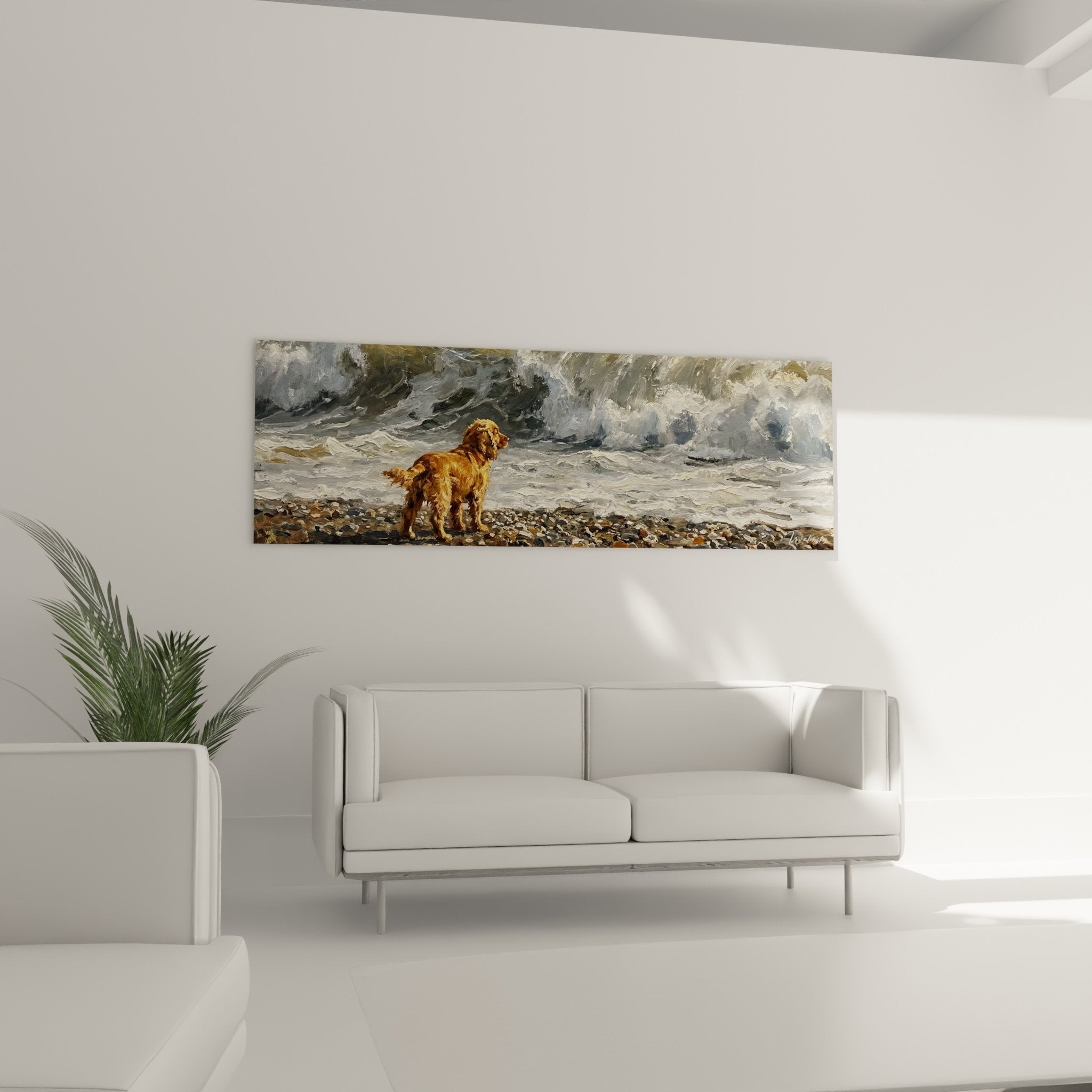 Detail peinture cocker anglais pelage dore technique picturale matiere riche reflets cuivres