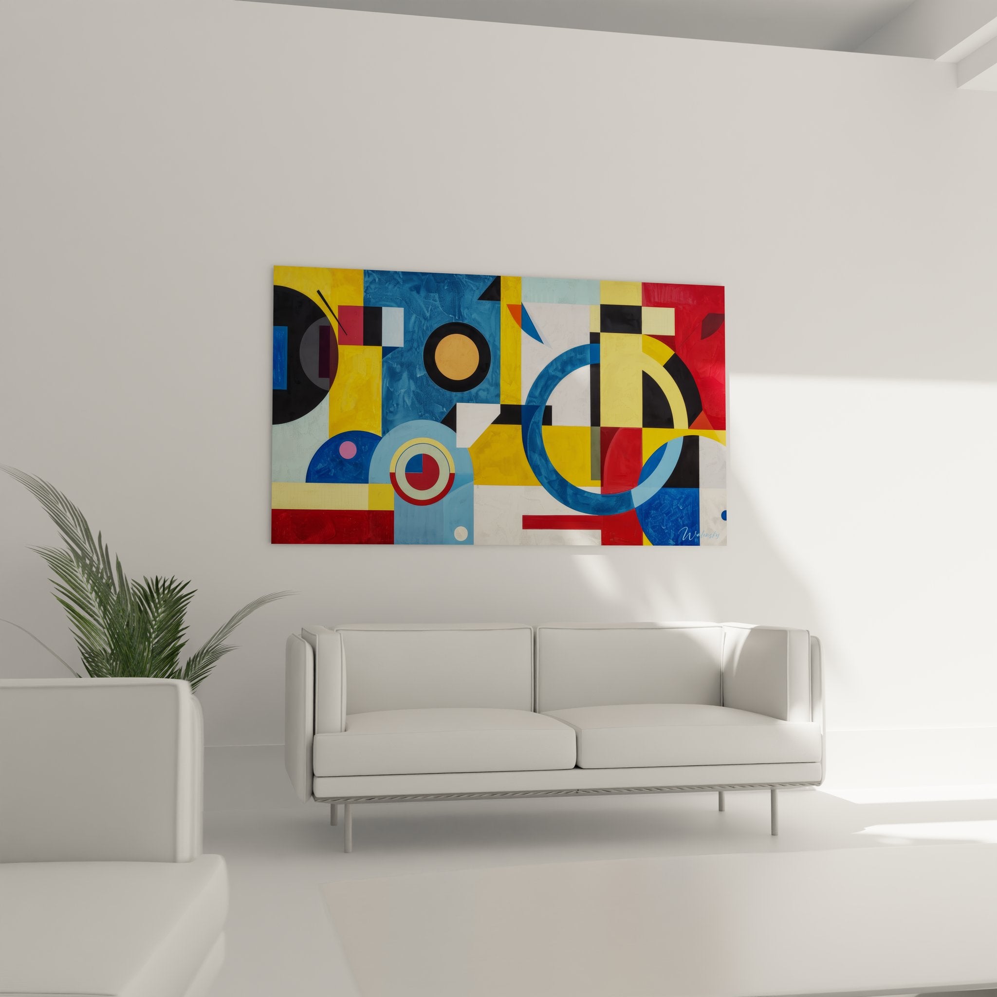 Détail composition géométrique abstraite cercles concentriques formes colorées art moderne close-up