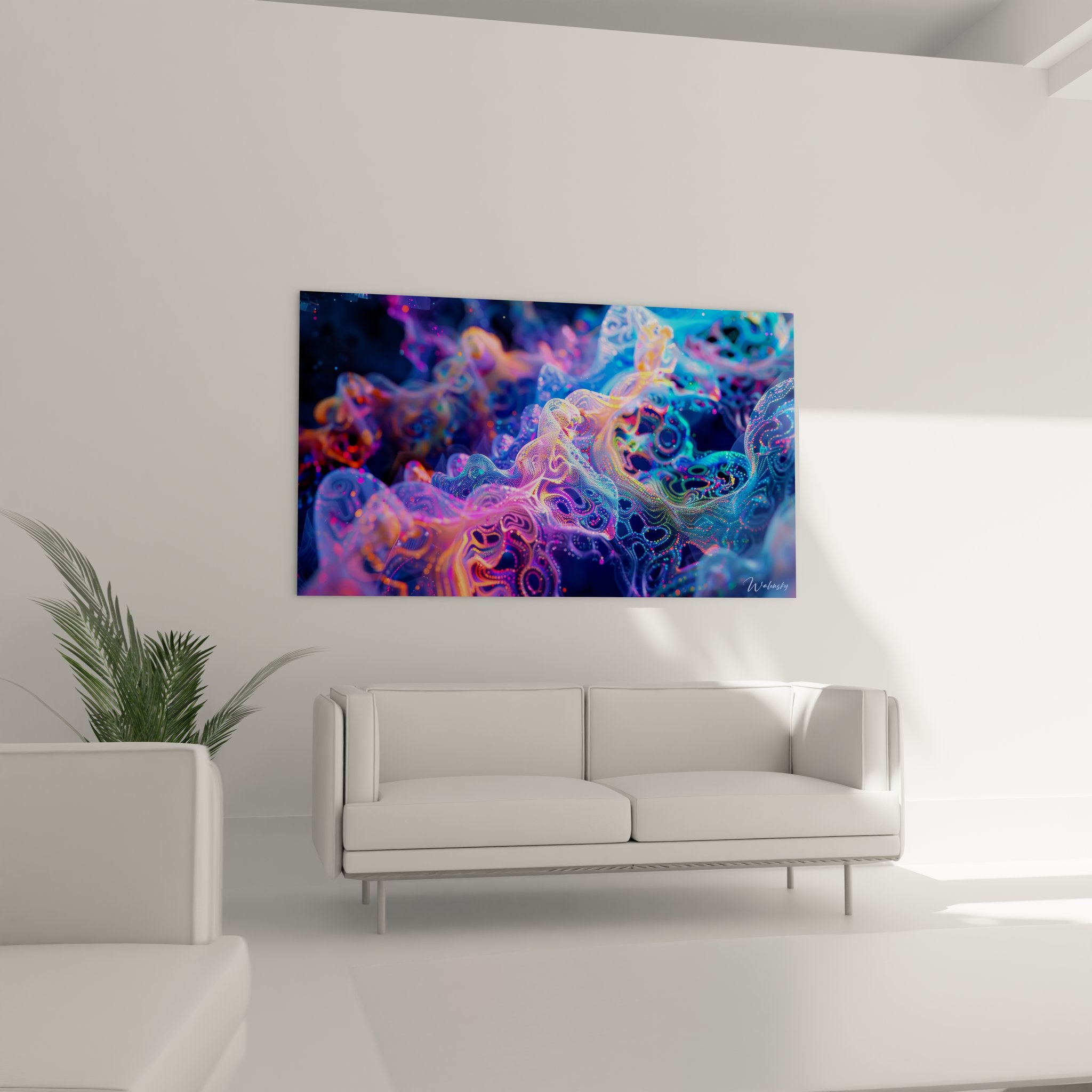 Gros plan détaillé connexions synaptiques colorées textures lumineuses art neurobiologique abstrait