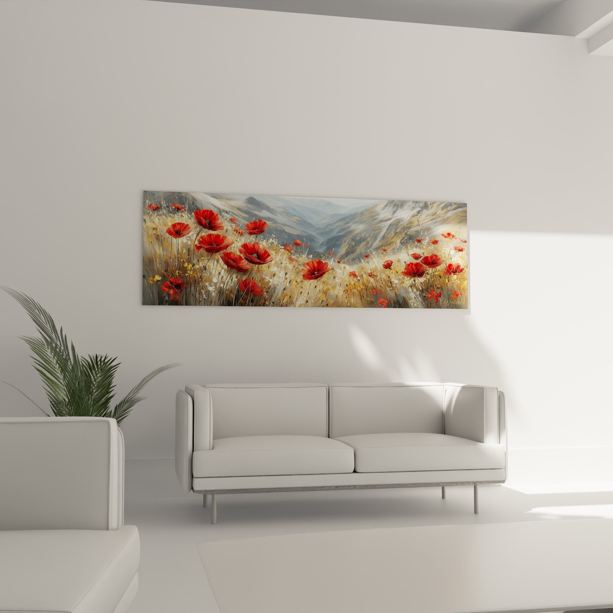 Detail coquelicots rouge vermillon prairie doree herbes folles peinture nature