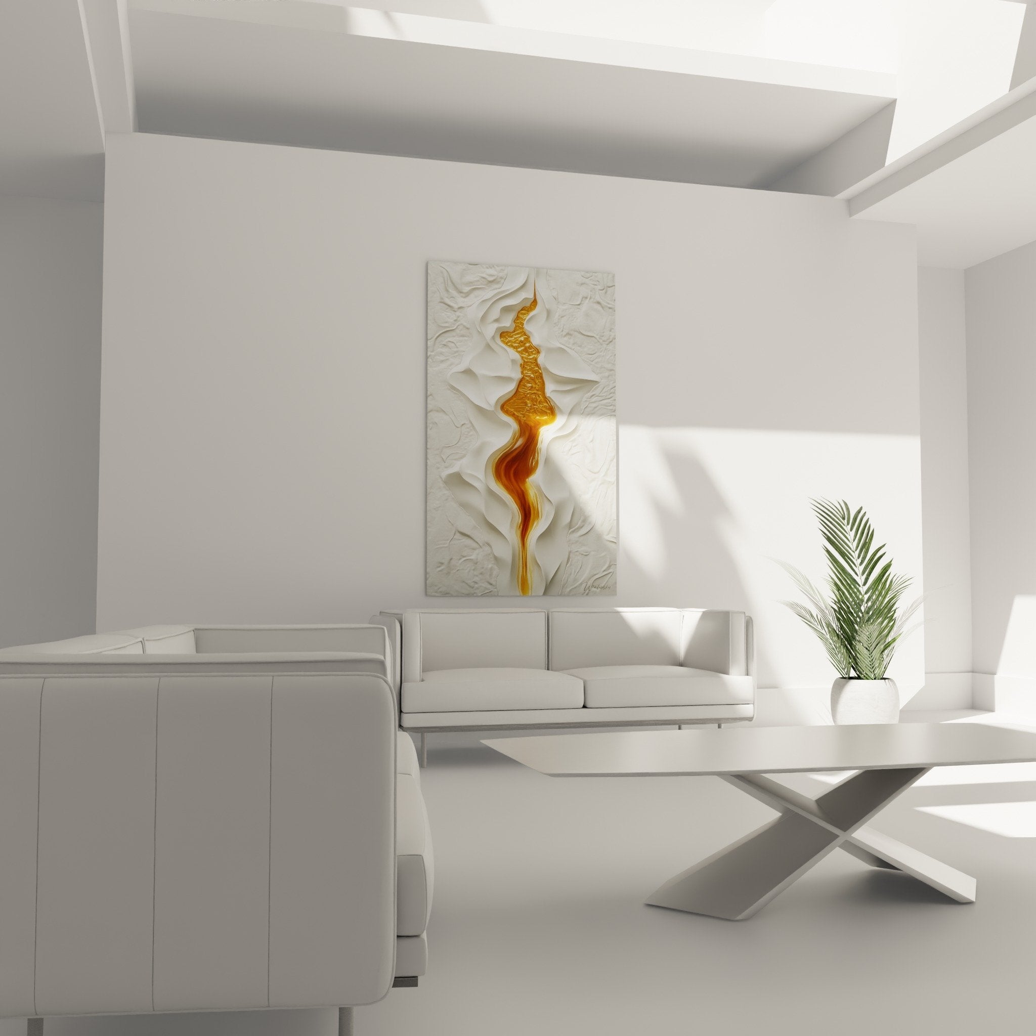 Détail coulée dorée fluide nuances ambrées relief blanc texturé tableau marbre abstrait matières