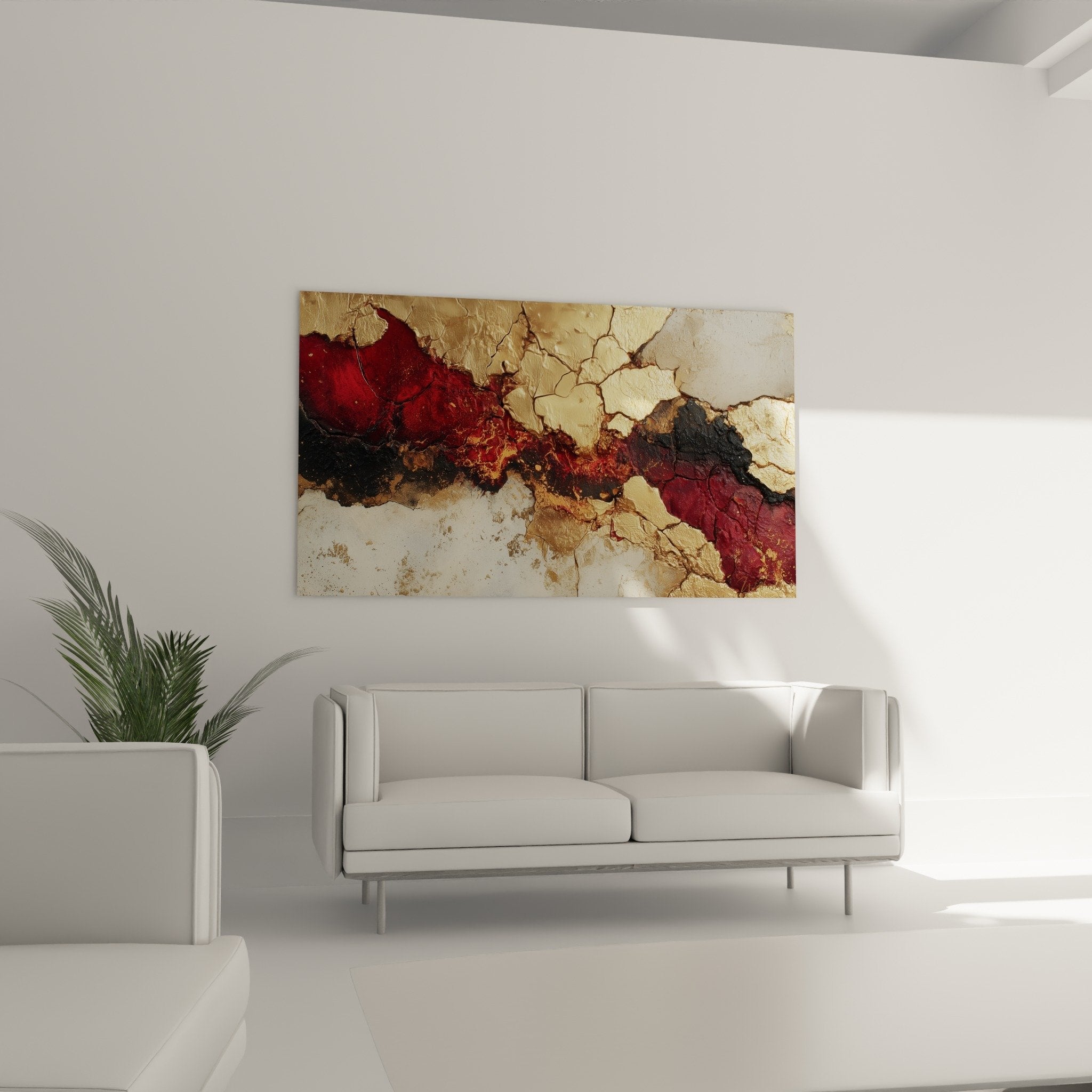 Crackle texture detail golden abstract painting red burgundy feng shui