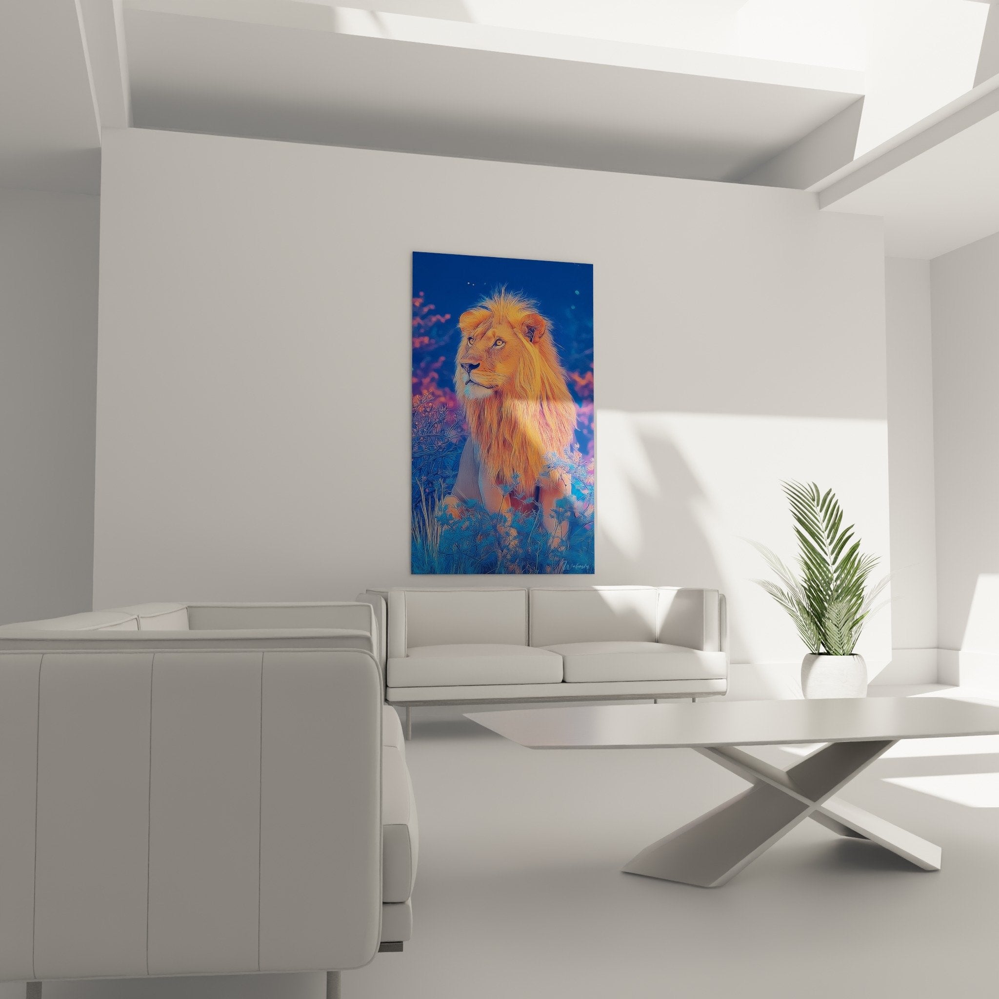 golden lion mane detail realistic texture copper tones modern wall art