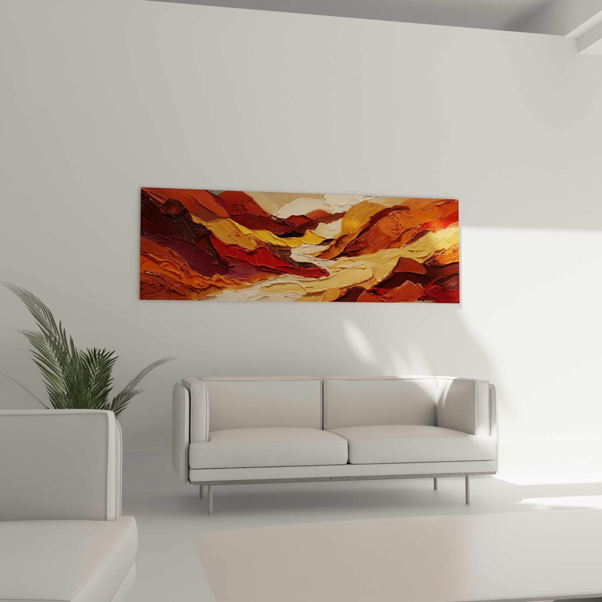 Detail peinture abstraite empâtement couleurs ocre orange rouge matiere picturale relief feng shui centre terre