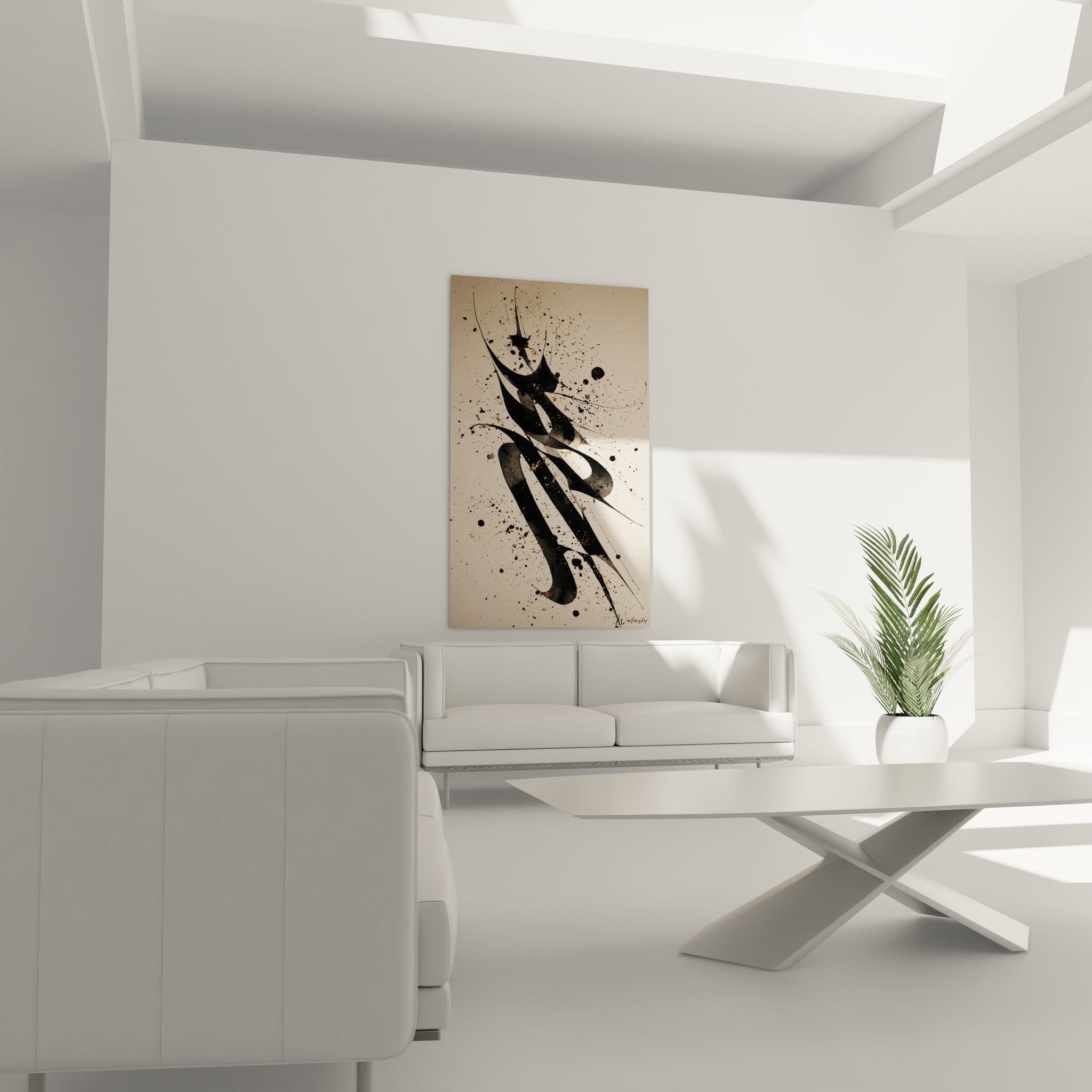 Gros plan détails encre noire éclaboussures texture calligraphie abstraite peinture moderne